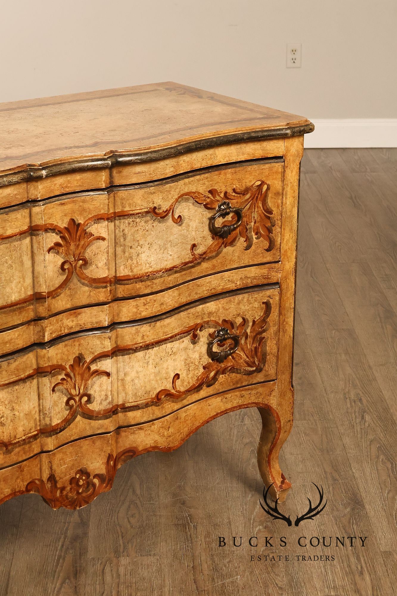 Rococo Style Painted Bombe Chest Of Drawers