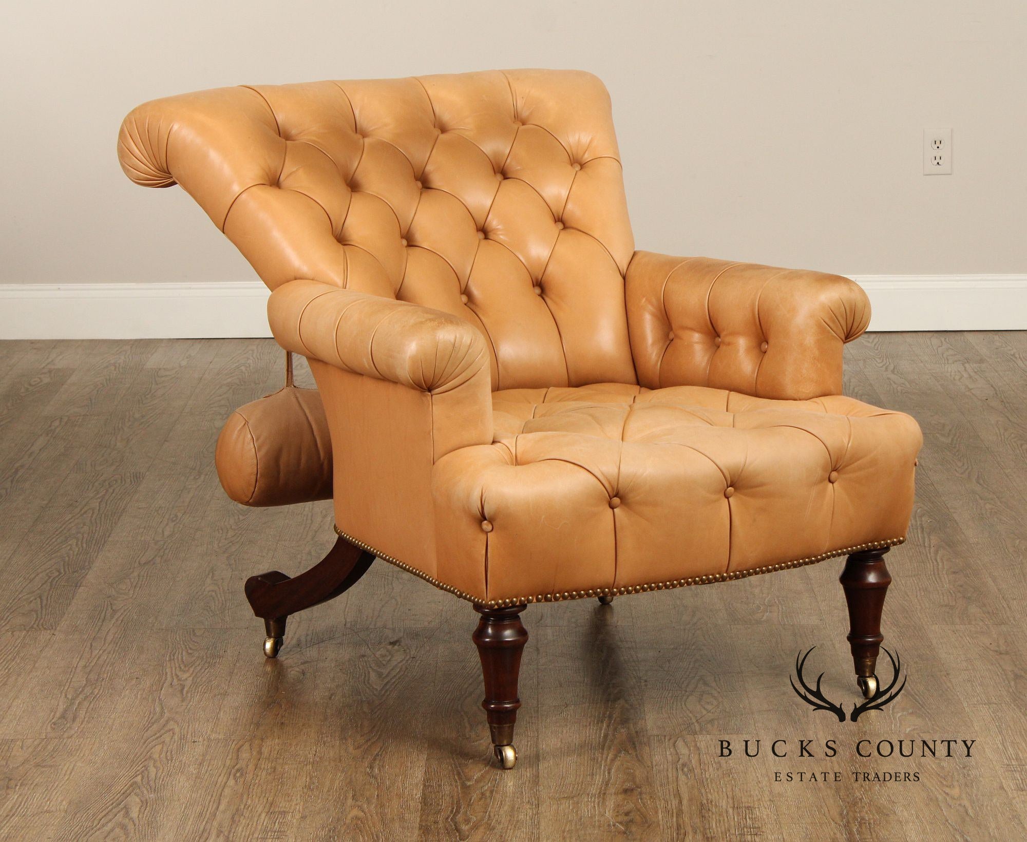 English Regency Style Tufted Leather Lounge Chair