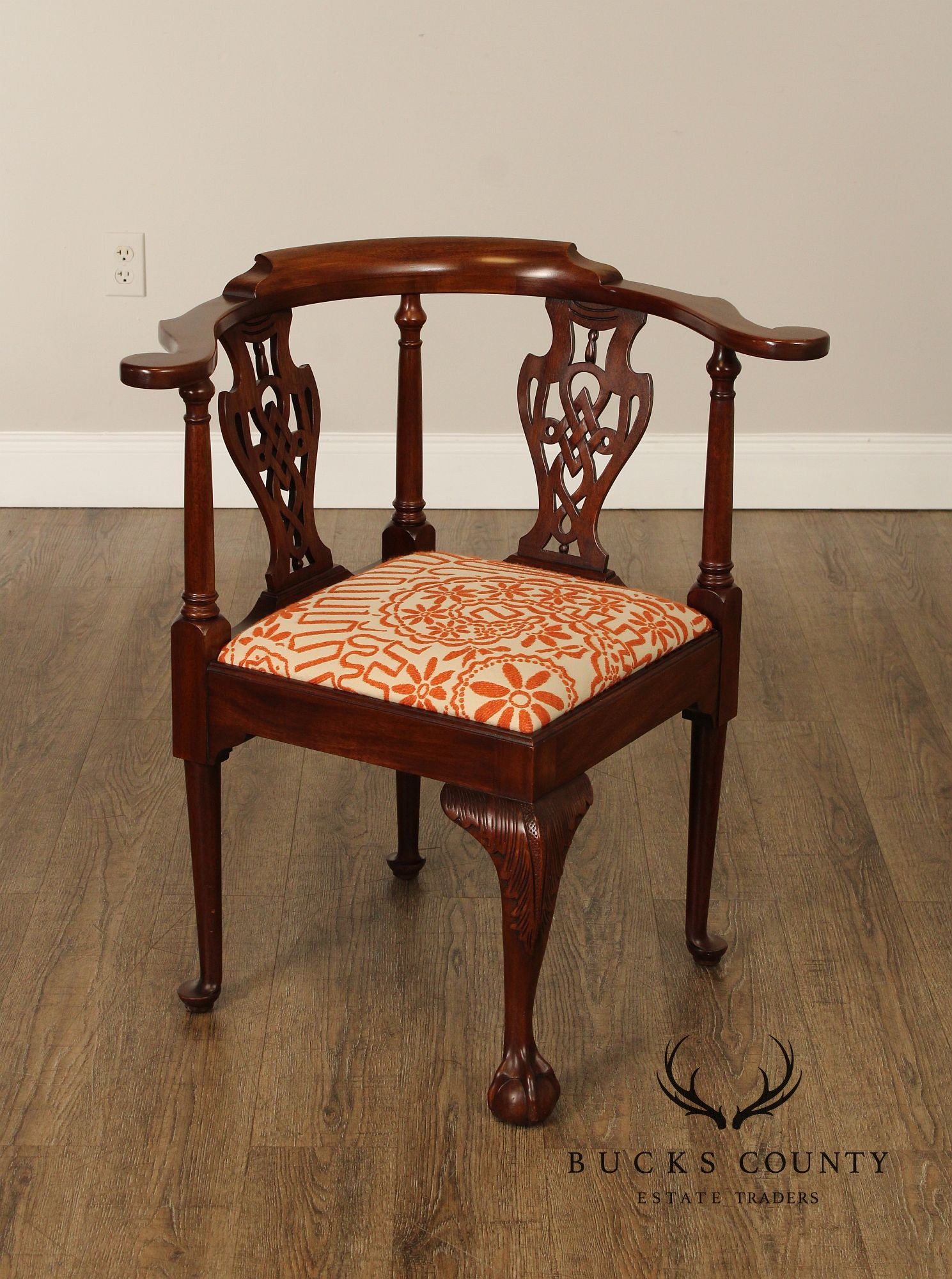 Henkel Harris 'SPNEA' Chippendale Style Mahogany Corner Chair