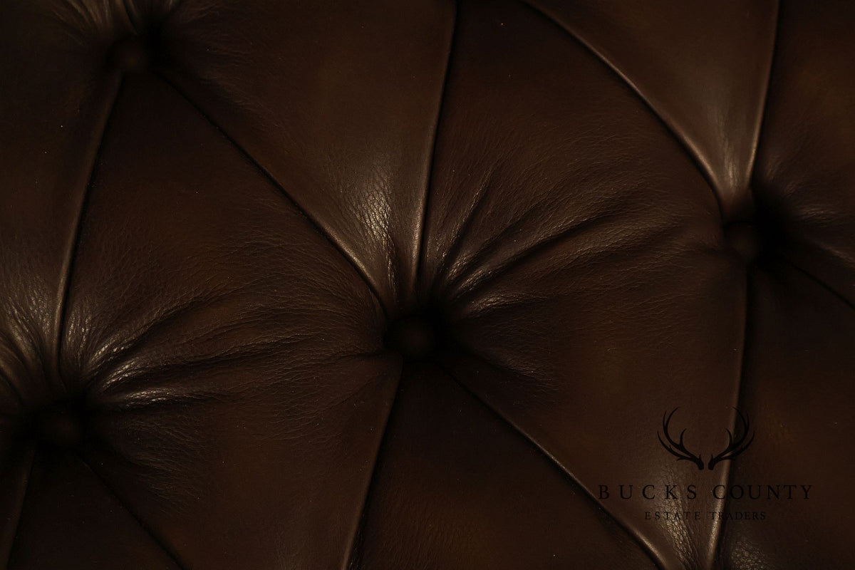 Theodore Alexander Regency Style Carved Horse Head Leather Bench