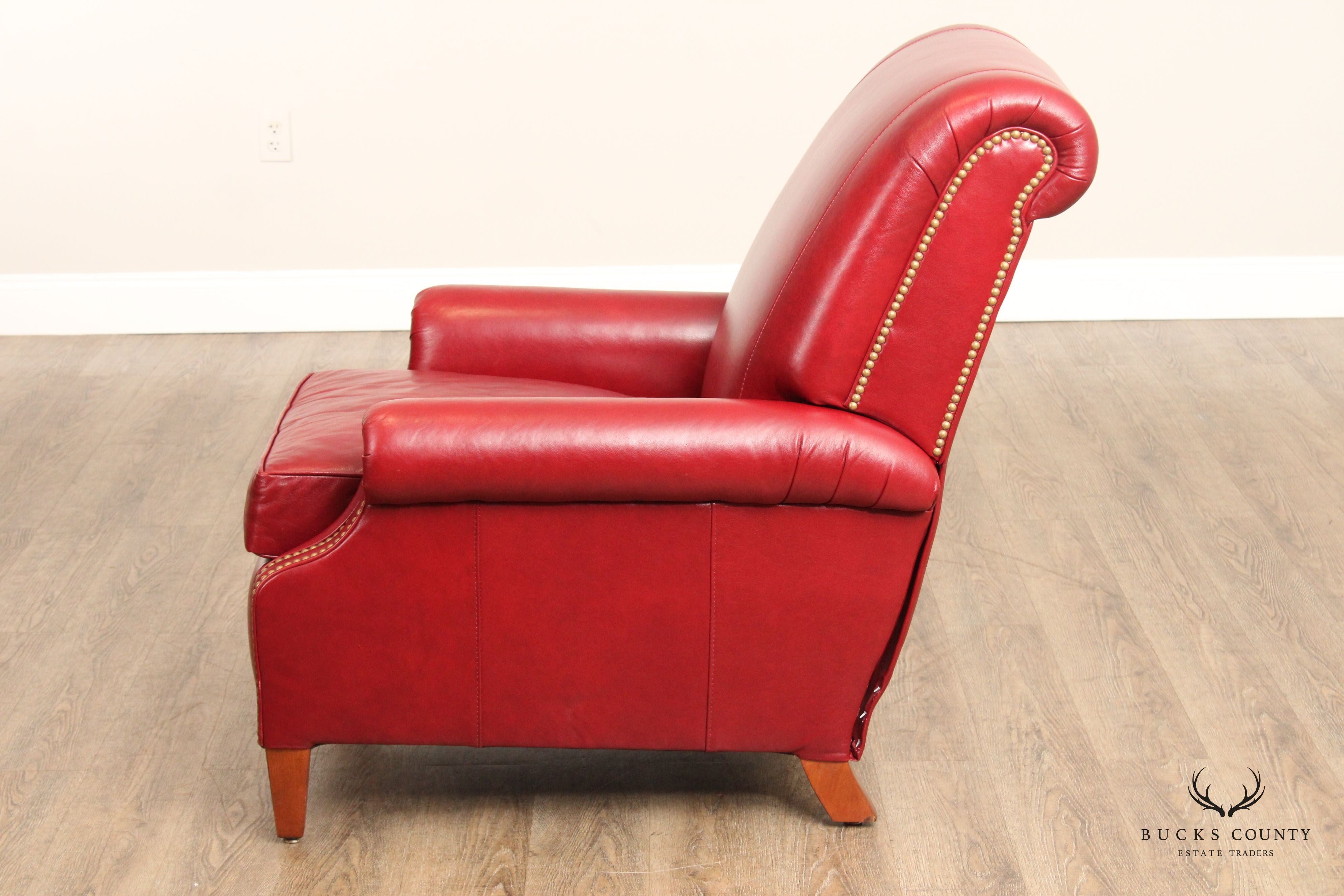 Stickley Craftsman Traditional Red Leather Recliner