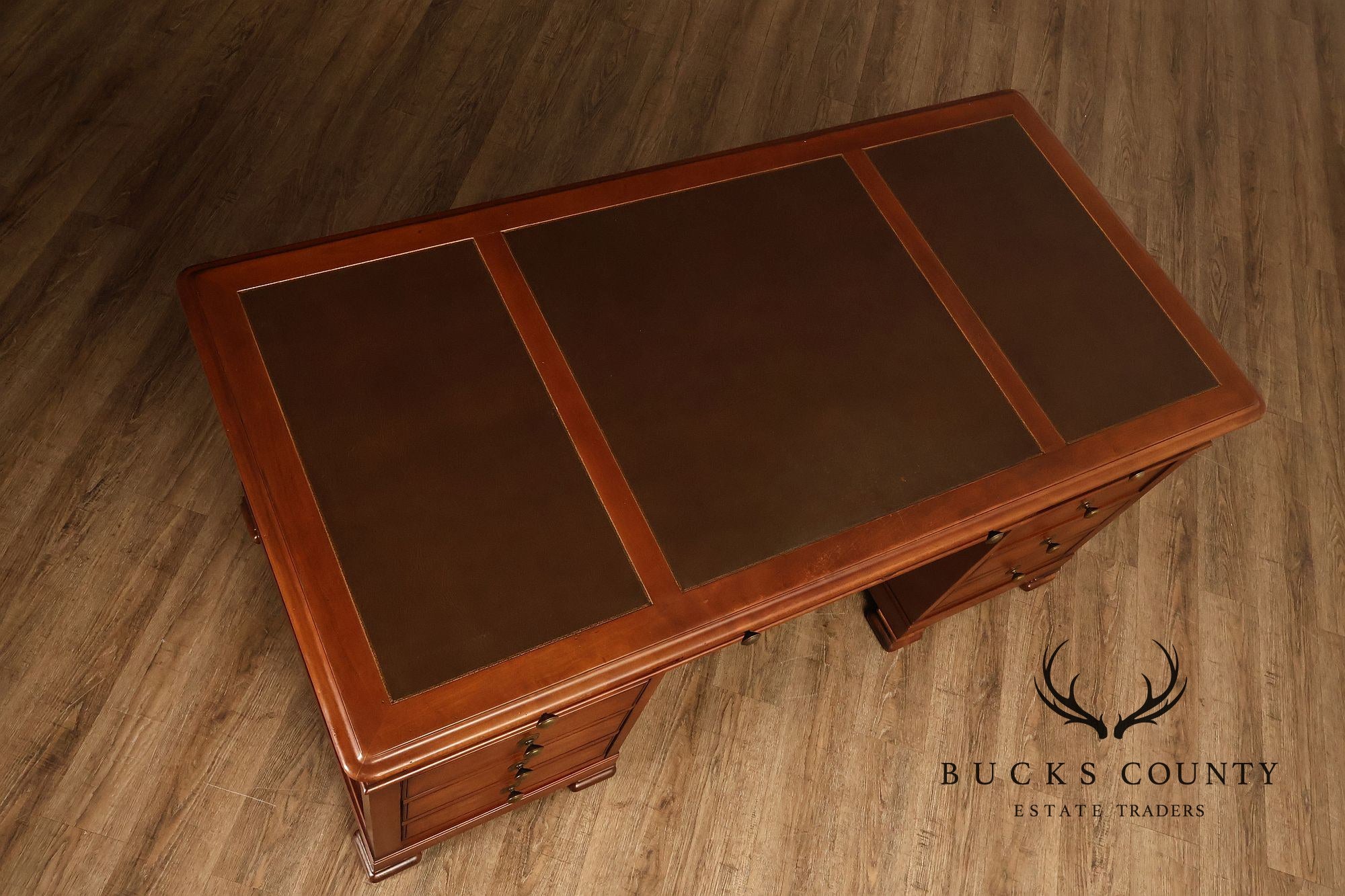 Sligh Leather Top Executive Pedestal Desk