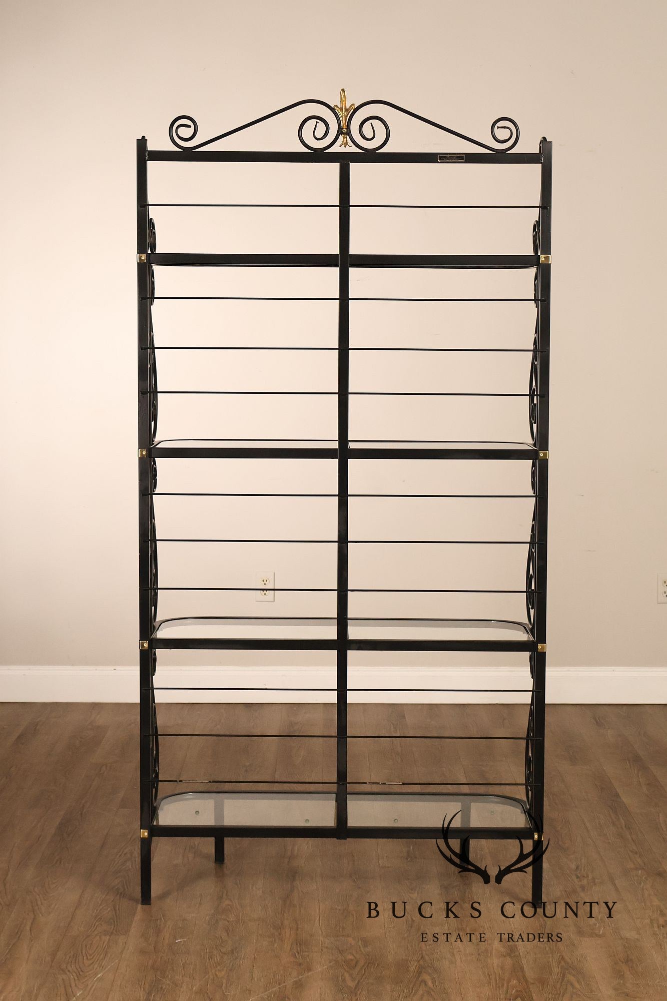 Morecraft French Country Style Wrought Iron And Glass Étagère