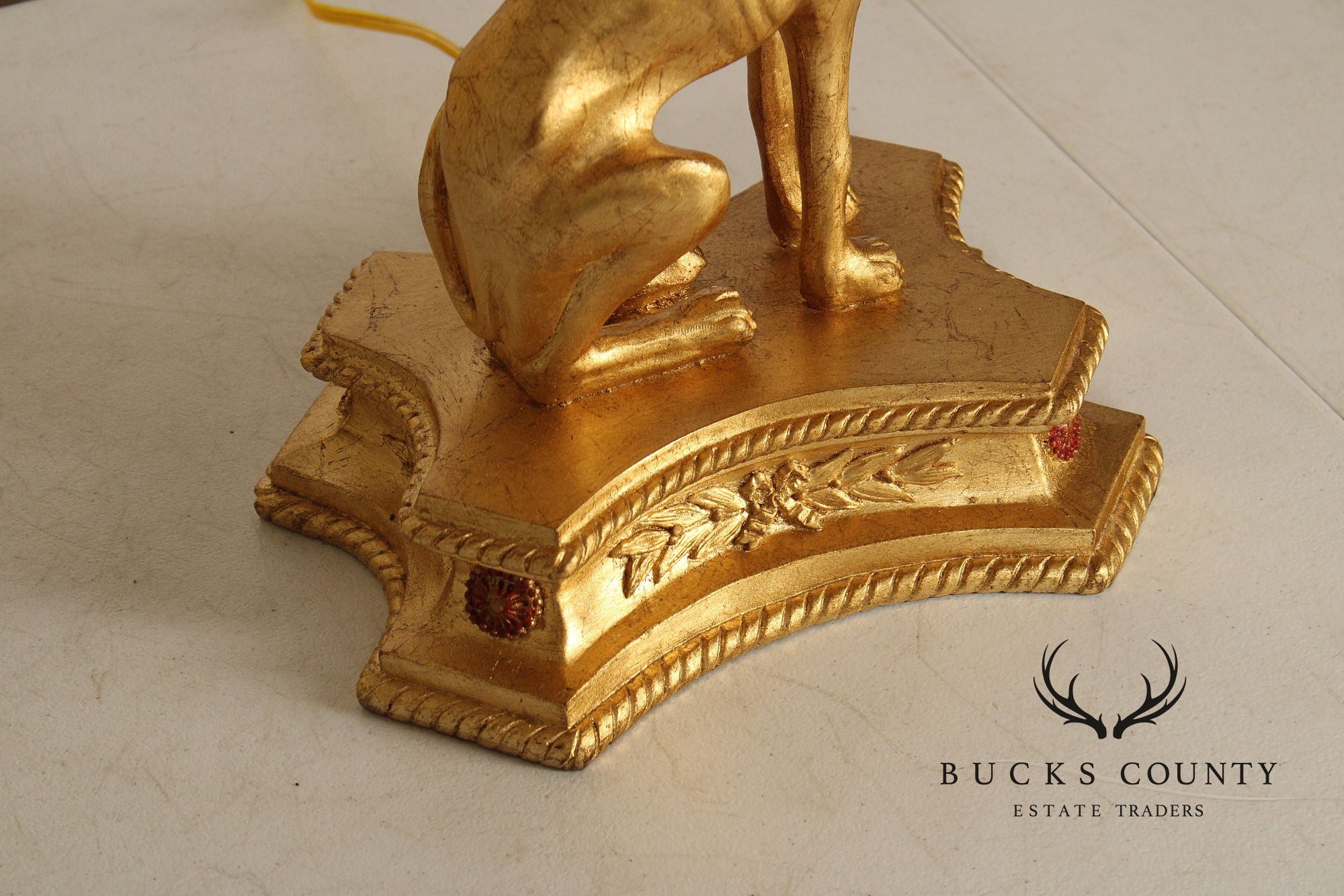 Egyptian Revival Pair Of Gilt Greyhound Table Lamps
