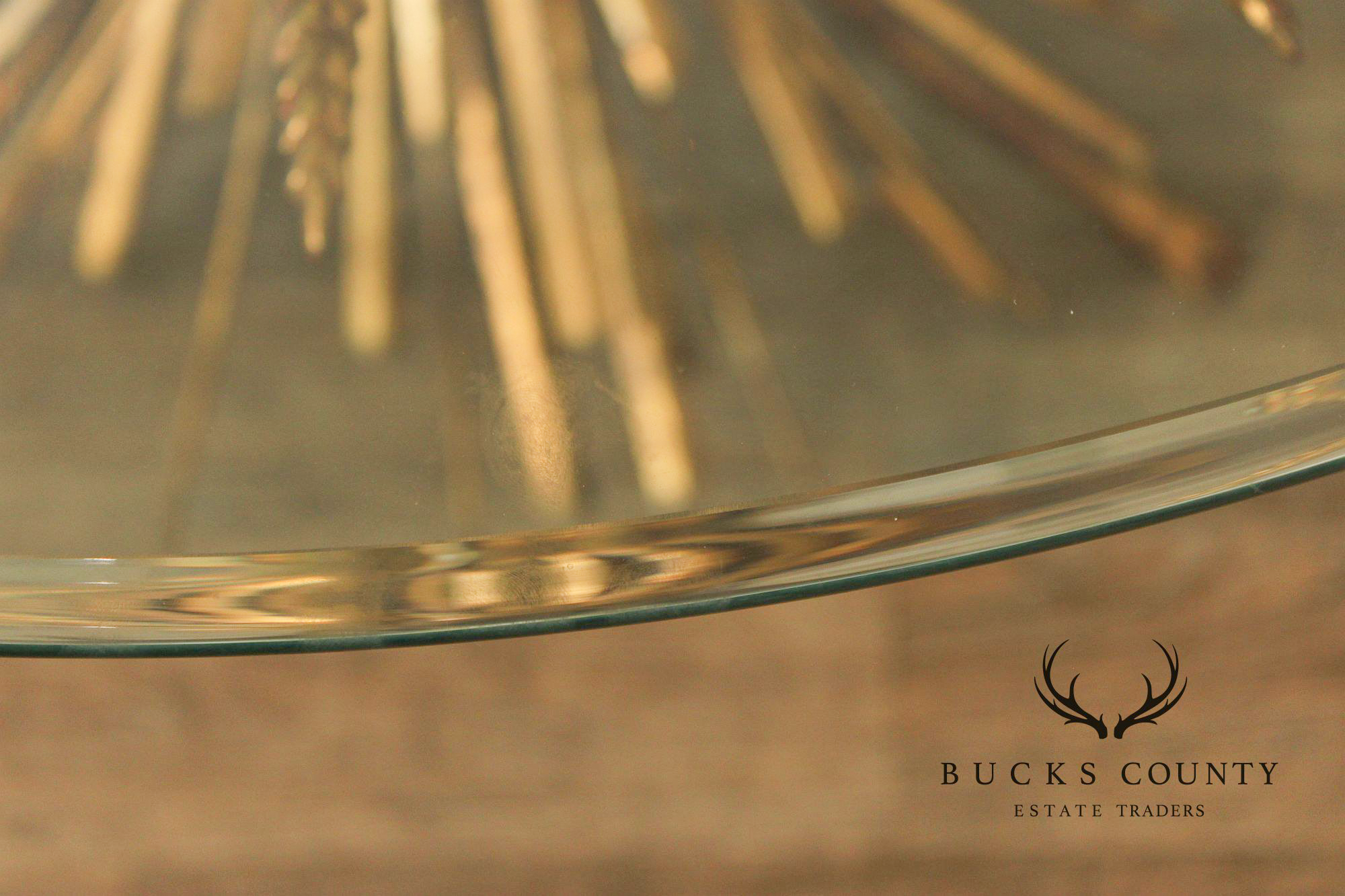 Hollywood Regency Glass Top Wheat Sheaf Coffee Table