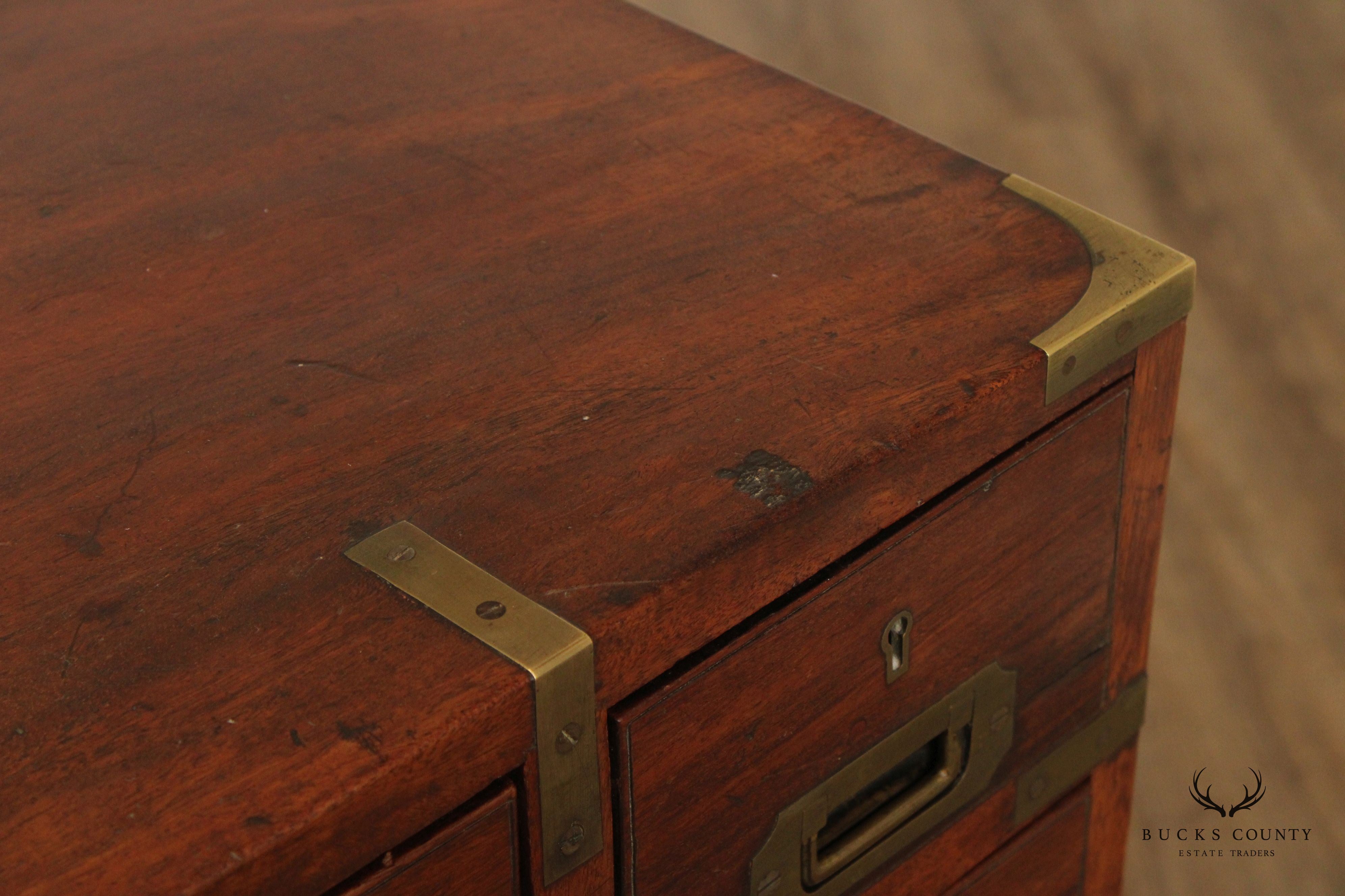 Antique 19th Century  English Brass Bound Campaign Chest