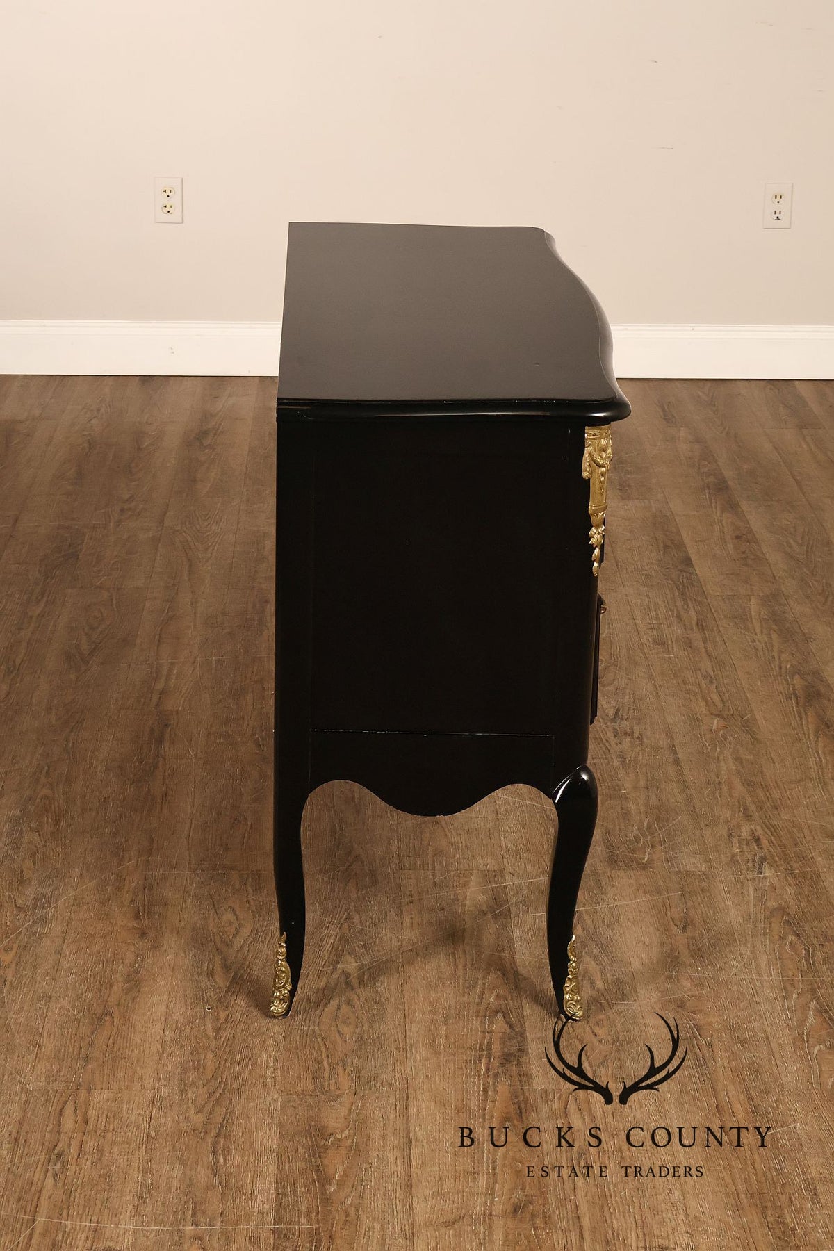 French Louis XV Style Black Lacquer Commode