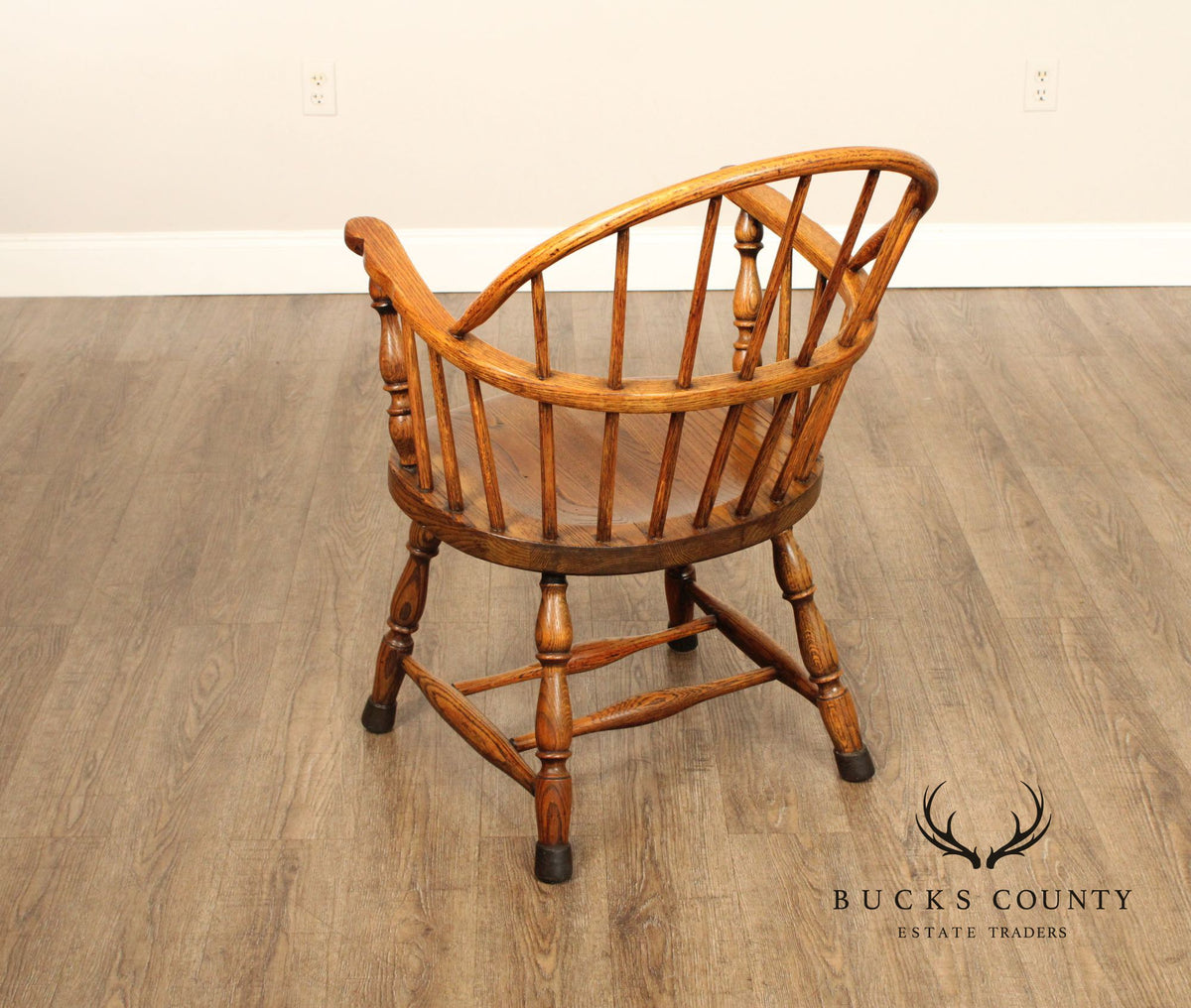 Antique Windsor Bow Back Set Of 4 Oak Dining Armchairs