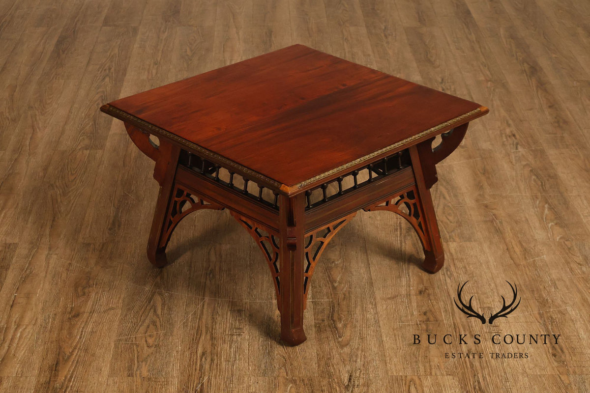 Gothic Revival Style Carved Walnut Coffee Table