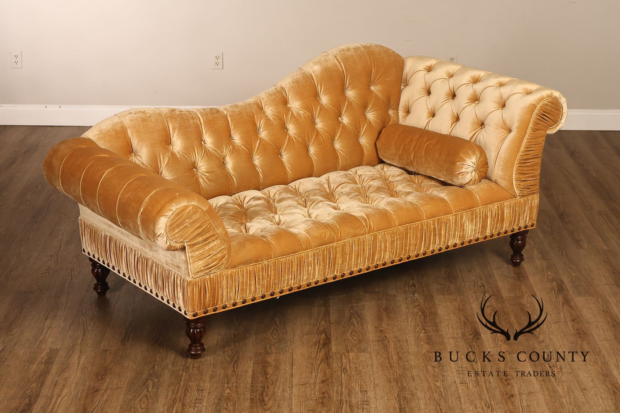 EJ Victor Victorian Revival Pair of Serpentine Tufted Velvet Sofas