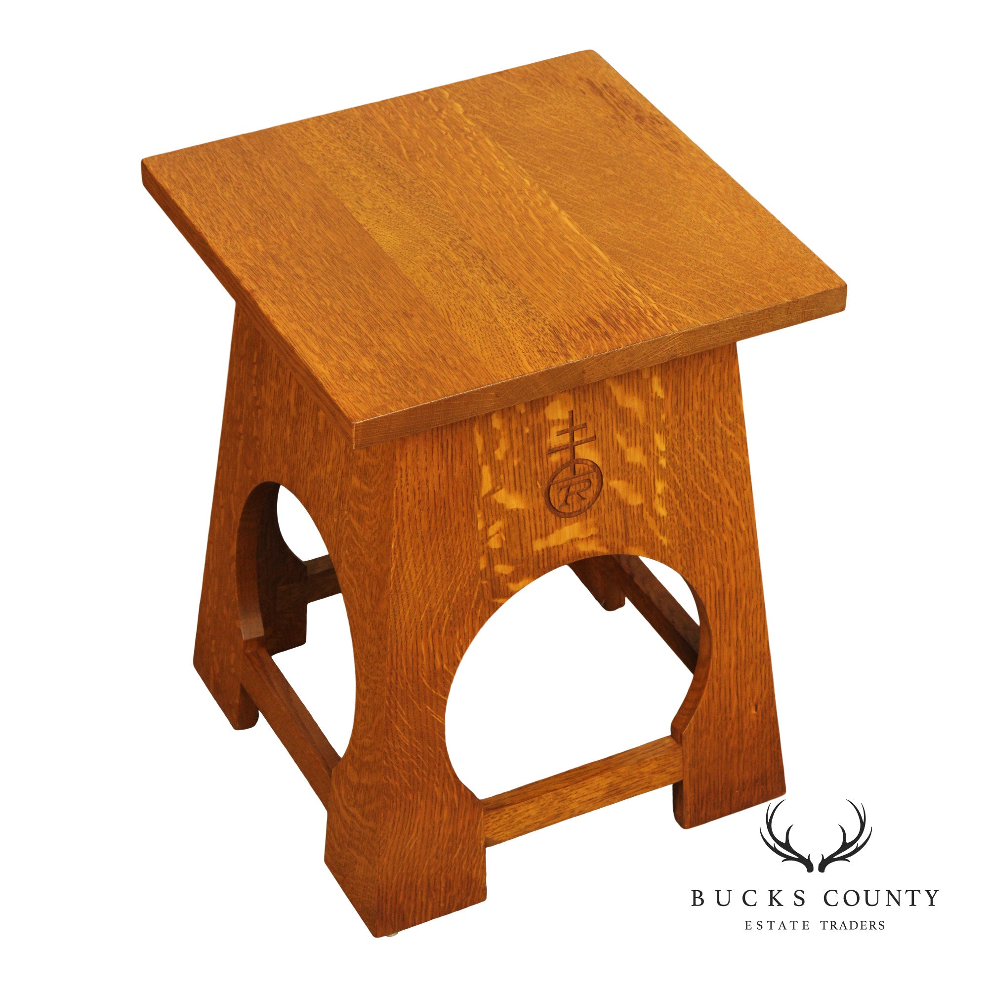 Stickley Mission Collection Oak Roycroft Tabouret