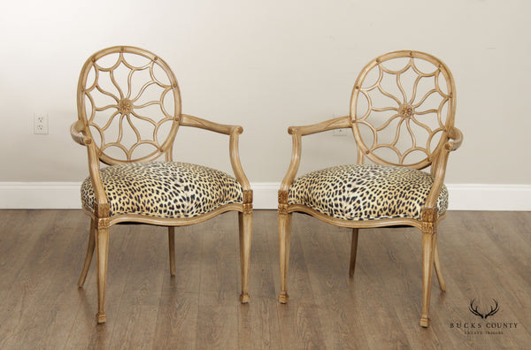 Hepplewhite Style Pair of Partial Gilt Dining Armchairs