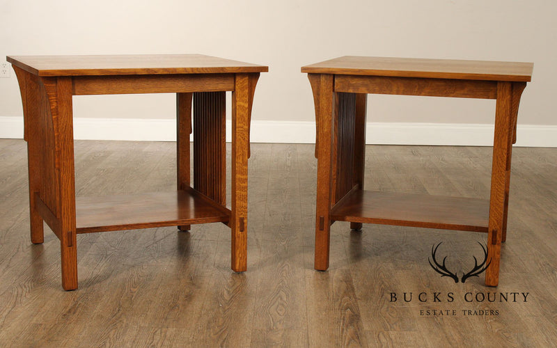 Stickley Mission Collection Pair Of Oak Spindle Side Tables