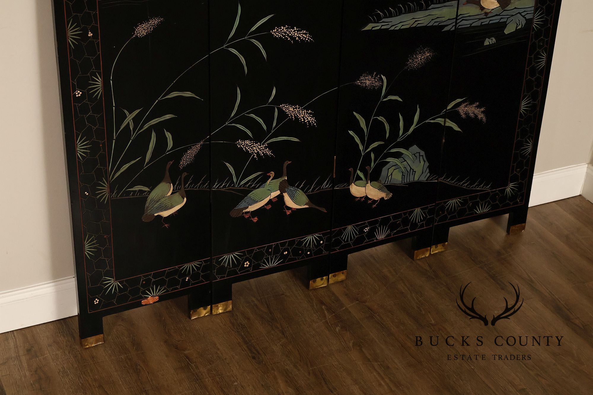 Chinese Coromandel Four Section Folding Screen