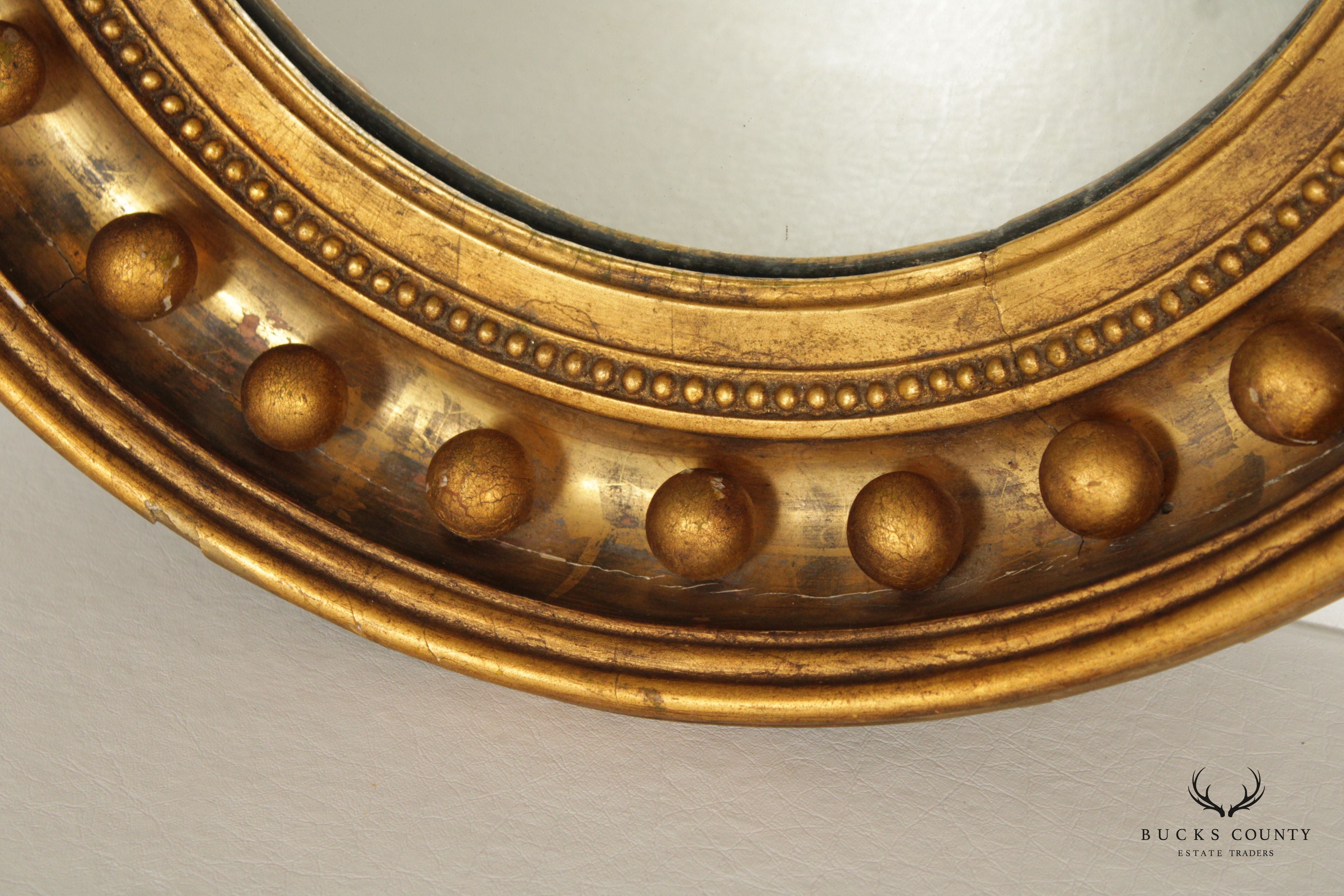 Regency Style Antique Giltwood Convex Mirror