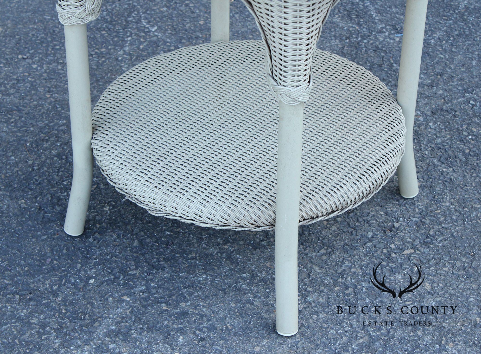 Lloyd Flanders Glass Top Wicker Patio Side Table