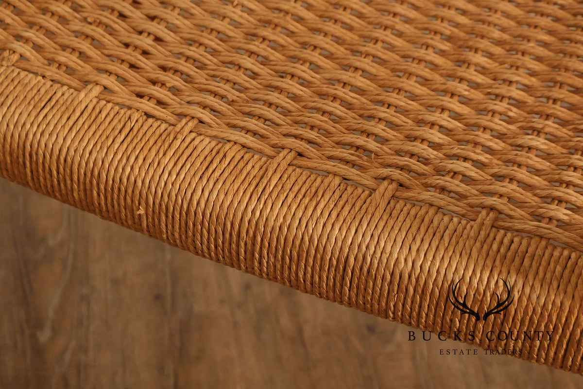 Mid-Century Modern Teak Armchair With Woven Rush Seat