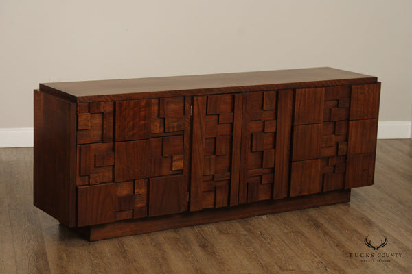 Lane 'Staccato' Brutalist Mid Century Modern Walnut Triple Dresser
