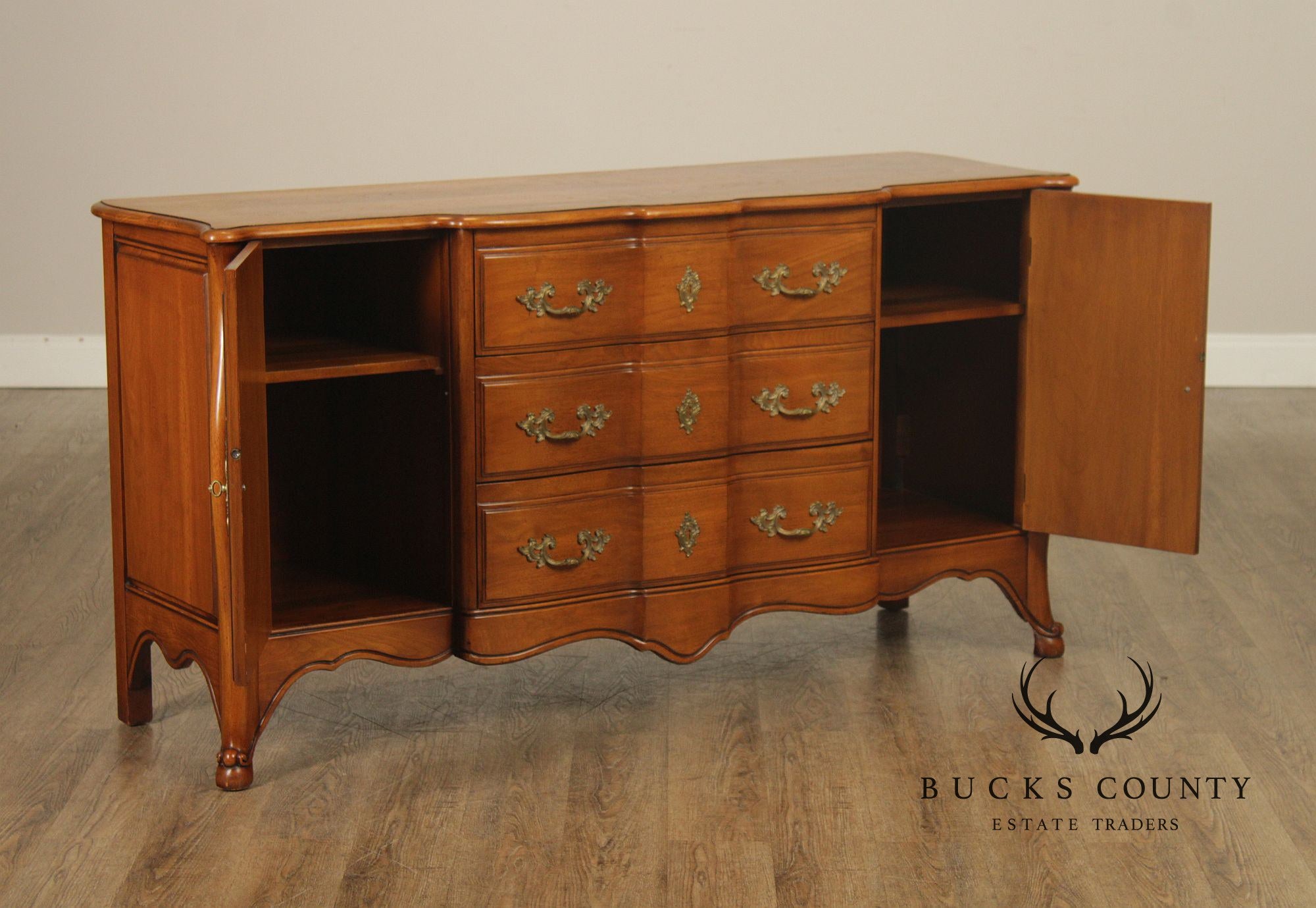Vintage French Provincial Walnut Sideboard Buffet