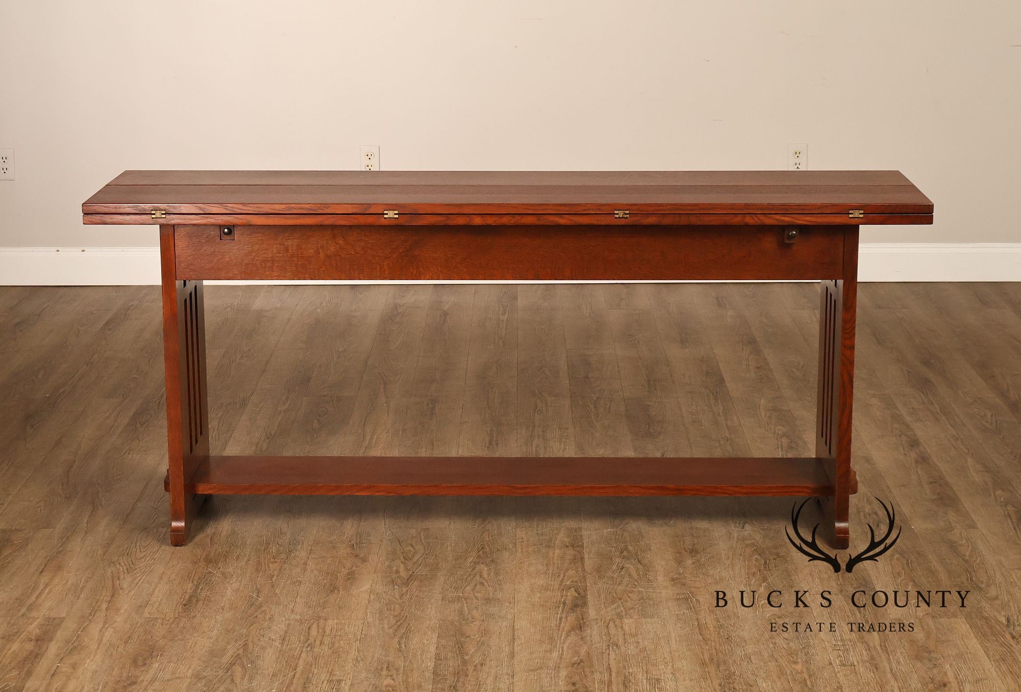 Stickley Furniture Mission Collection Oak Flip Top Harvest Console Or Dining Table