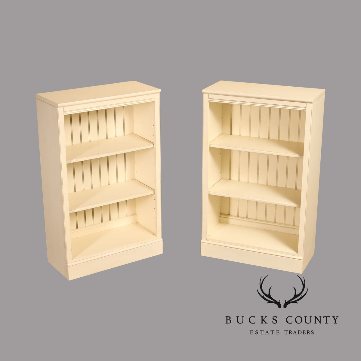 Ethan Allen Pair of Painted Open Bookcases