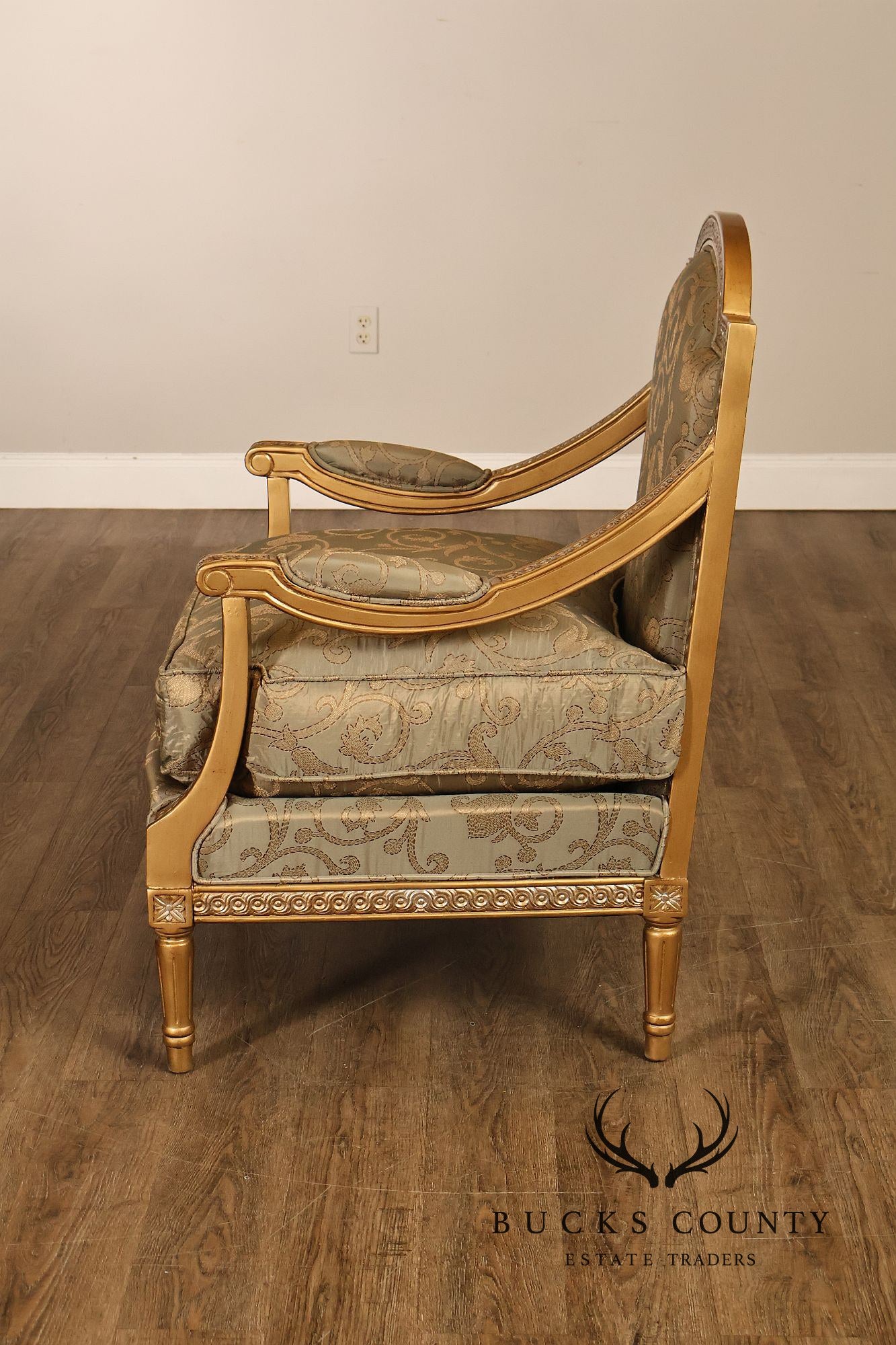 French Louis XVI Style Pair of Bergere Armchairs