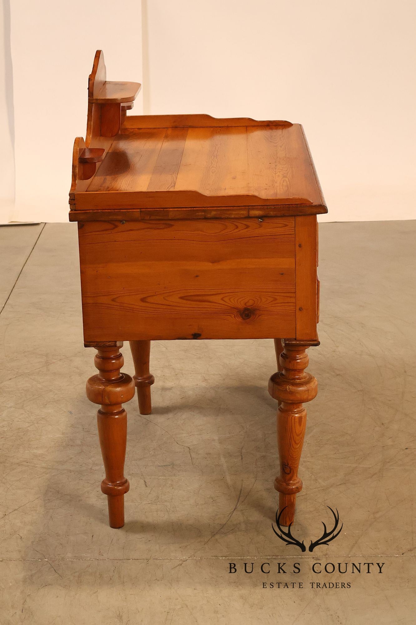 Antique Rustic Pine Five Drawer Work Table Or Dressing Table