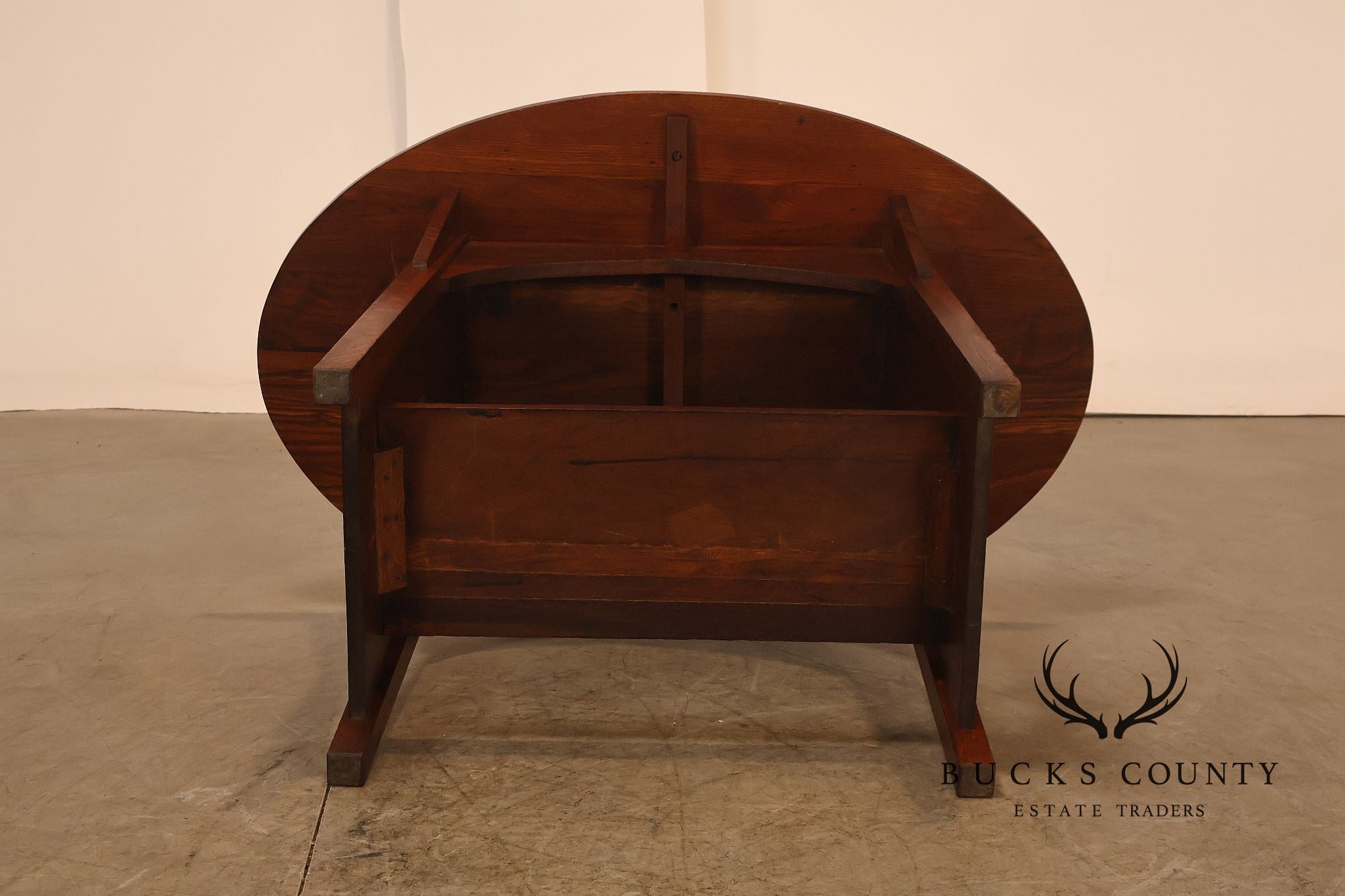 Antique Limbert Model 146 Arts And Crafts Oak Oval Table With Ash Top