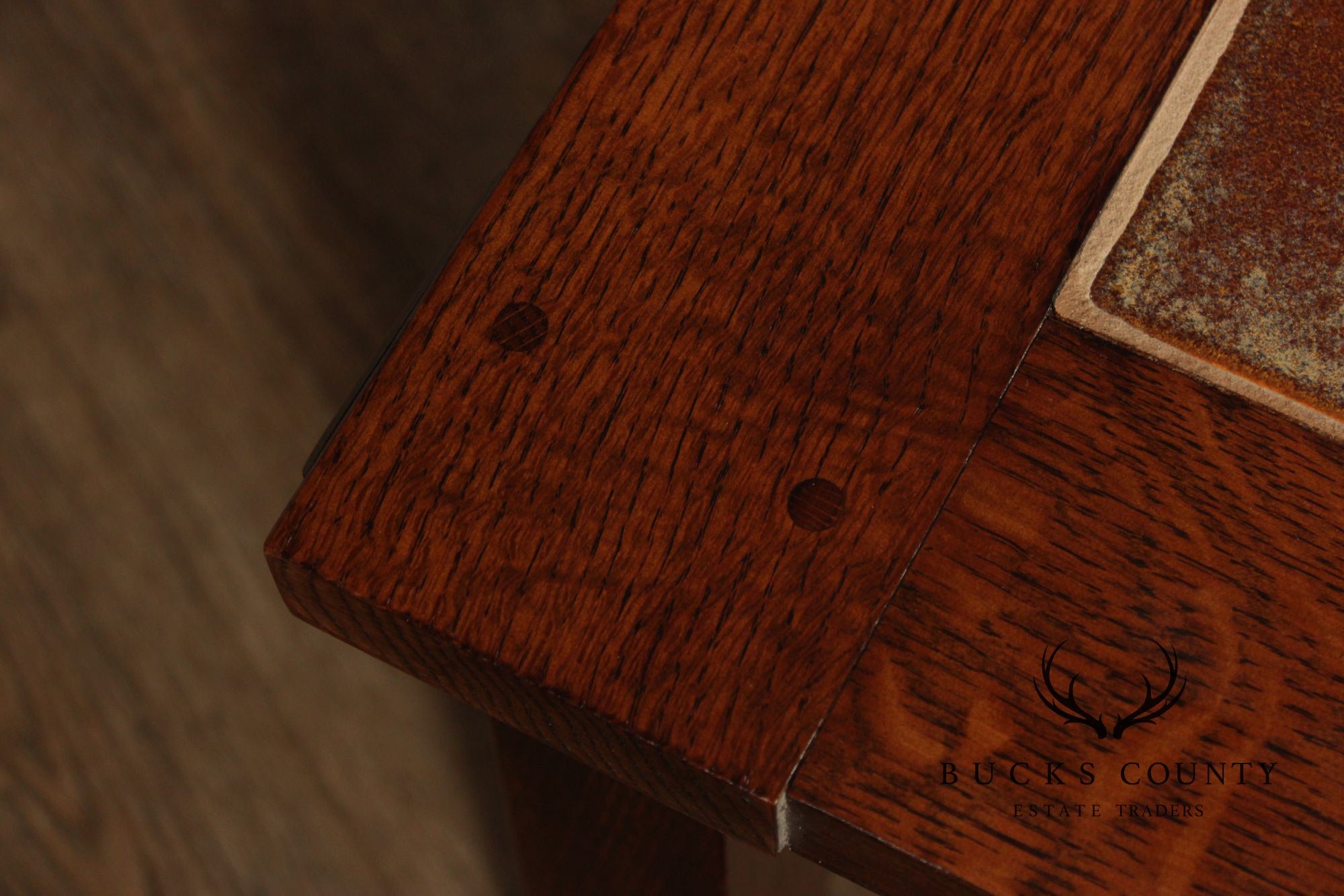 Stickley Mission Collection Oak Tile Top Coffee Table