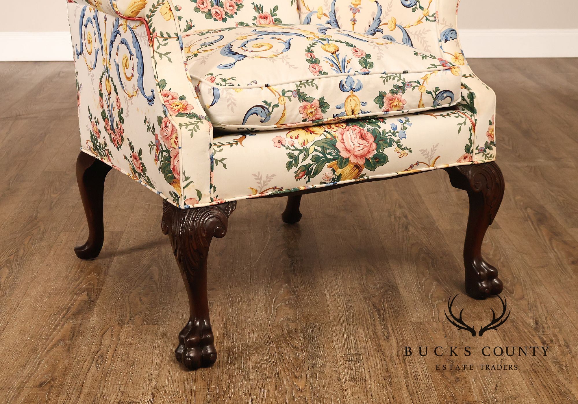 Georgian Style Upholstered Wing Chair