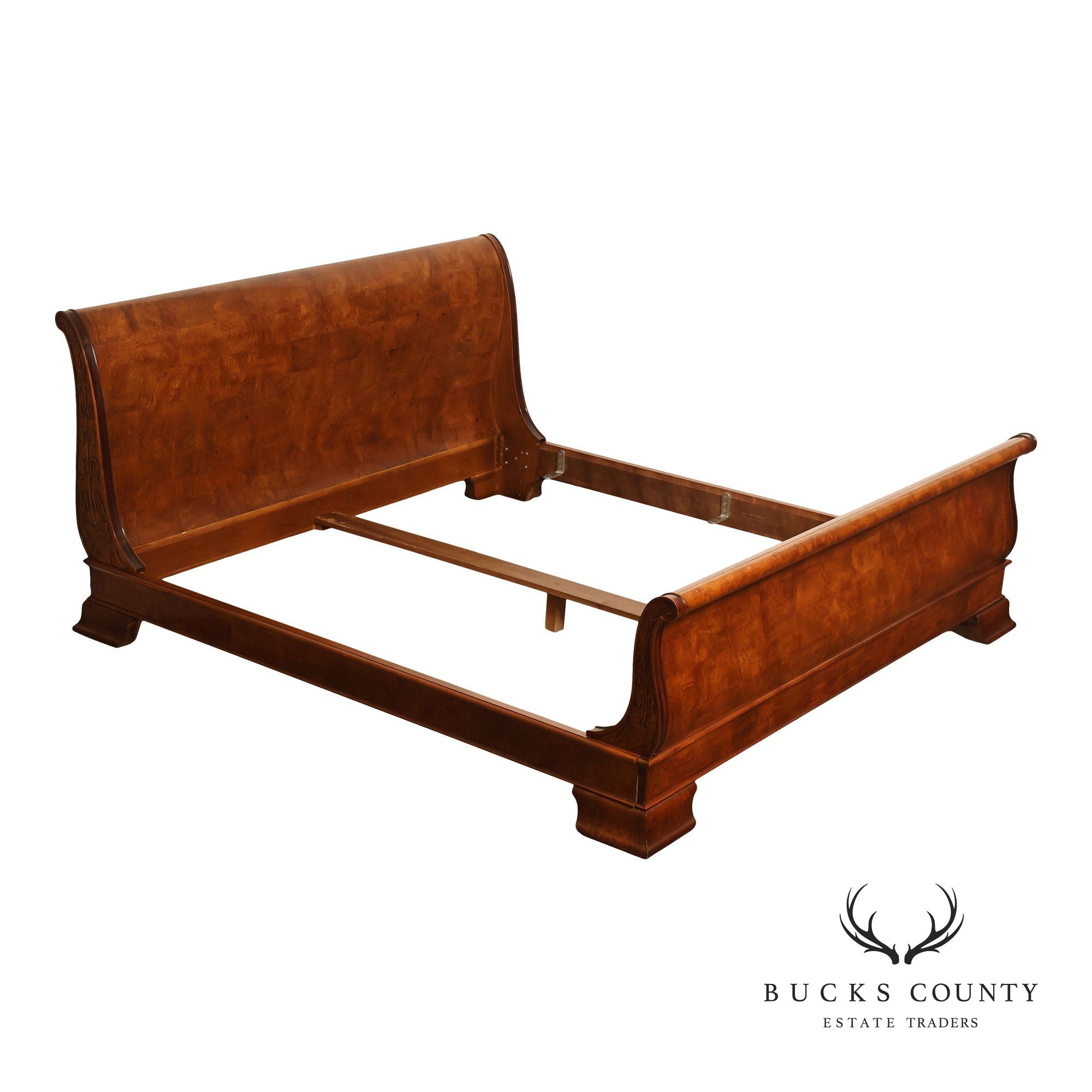 Henredon 'Charles X' King Size Burlwood Sleigh Bed