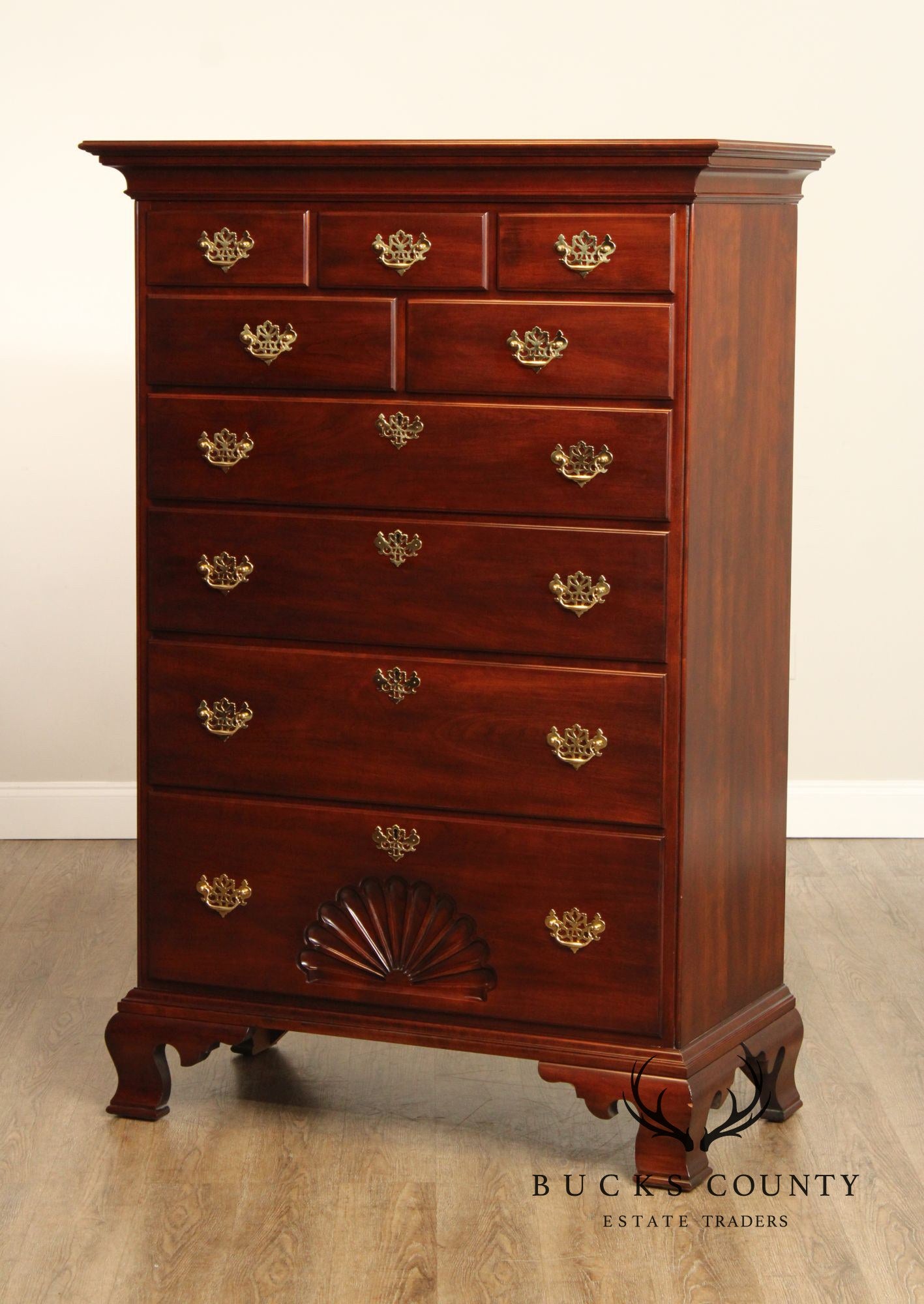 Statton Chippendale Style Cherry Tall Chest