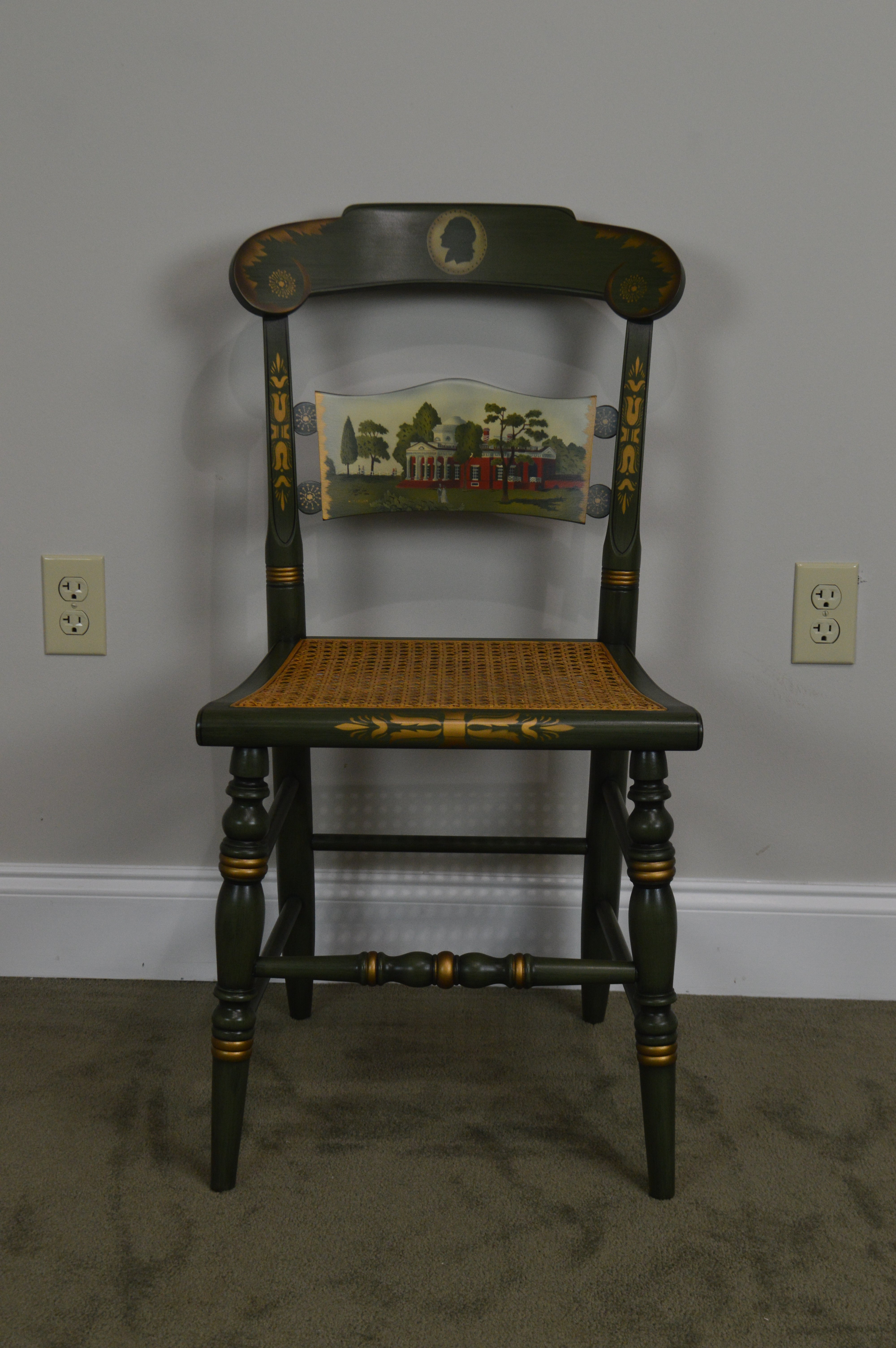 Hitchcock Thomas Jefferson Monticello Limited Edition Painted Pair Chairs (A)