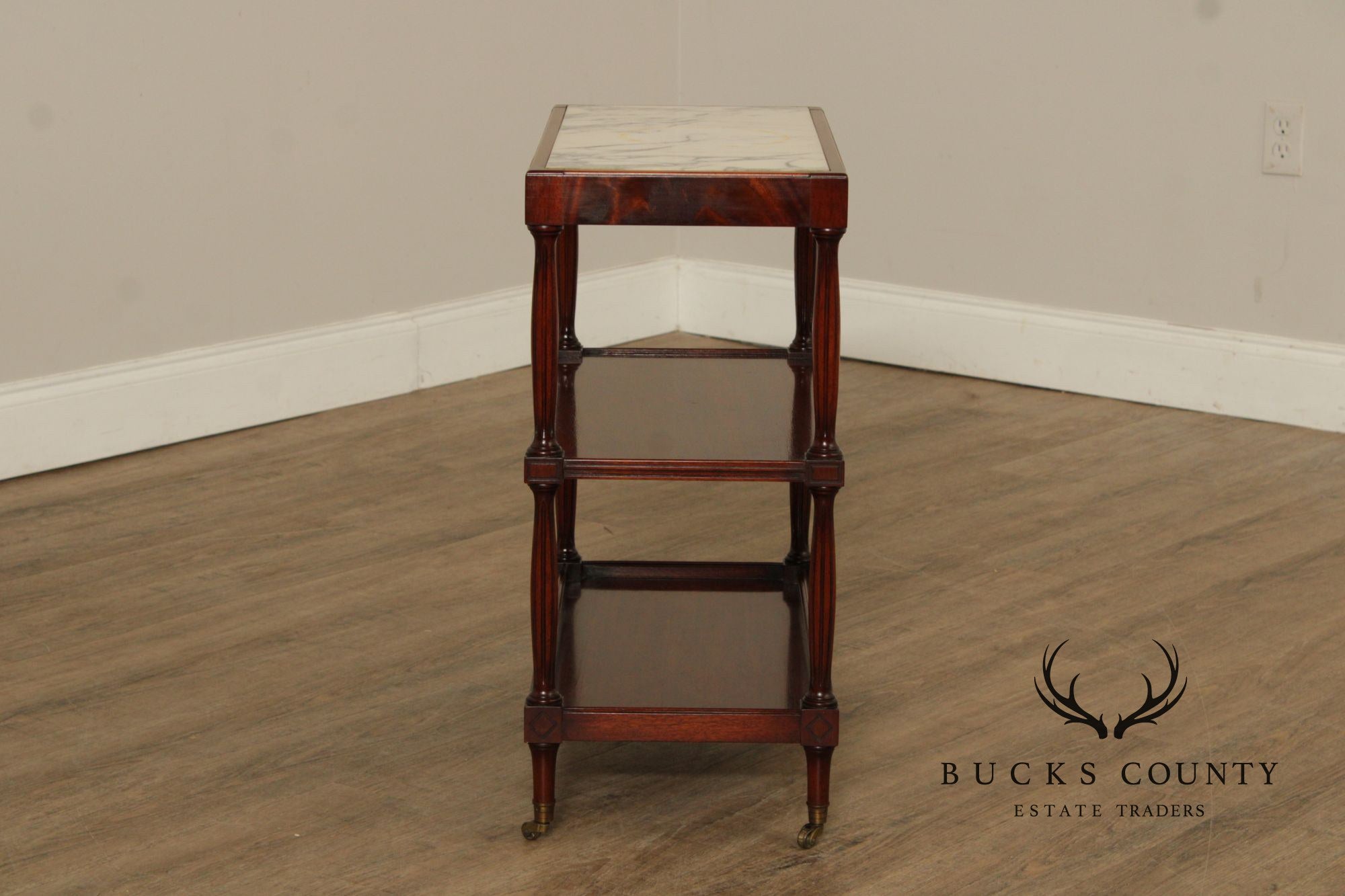 Regency Style Vintage Marble Top Mahogany Side Table