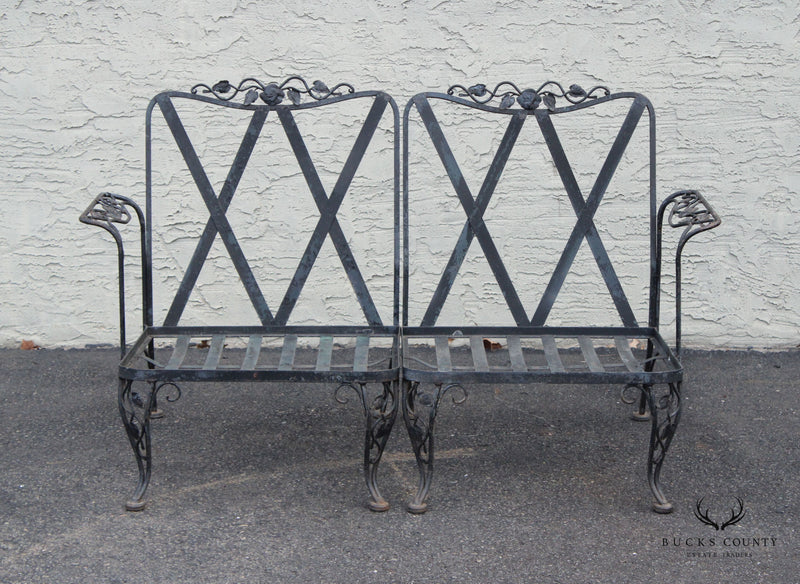 Woodard 'Chantilly Rose' Wrought Iron Two-Piece Outdoor Patio Bench