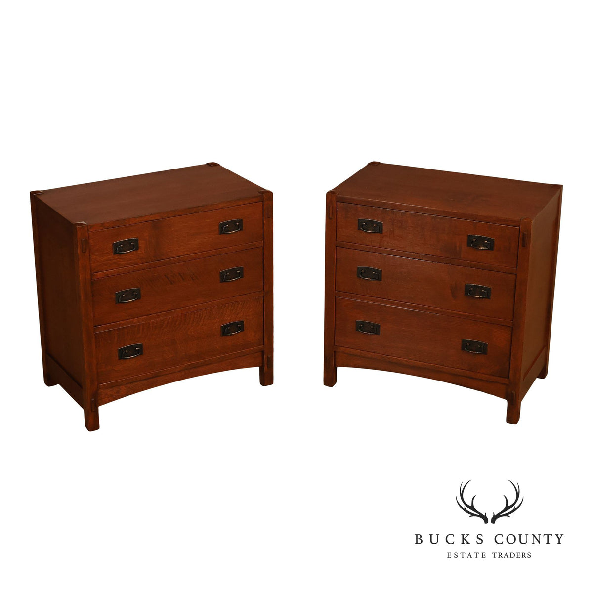 Stickley Mission Collection Pair Of Oak Three-Drawer Chests
