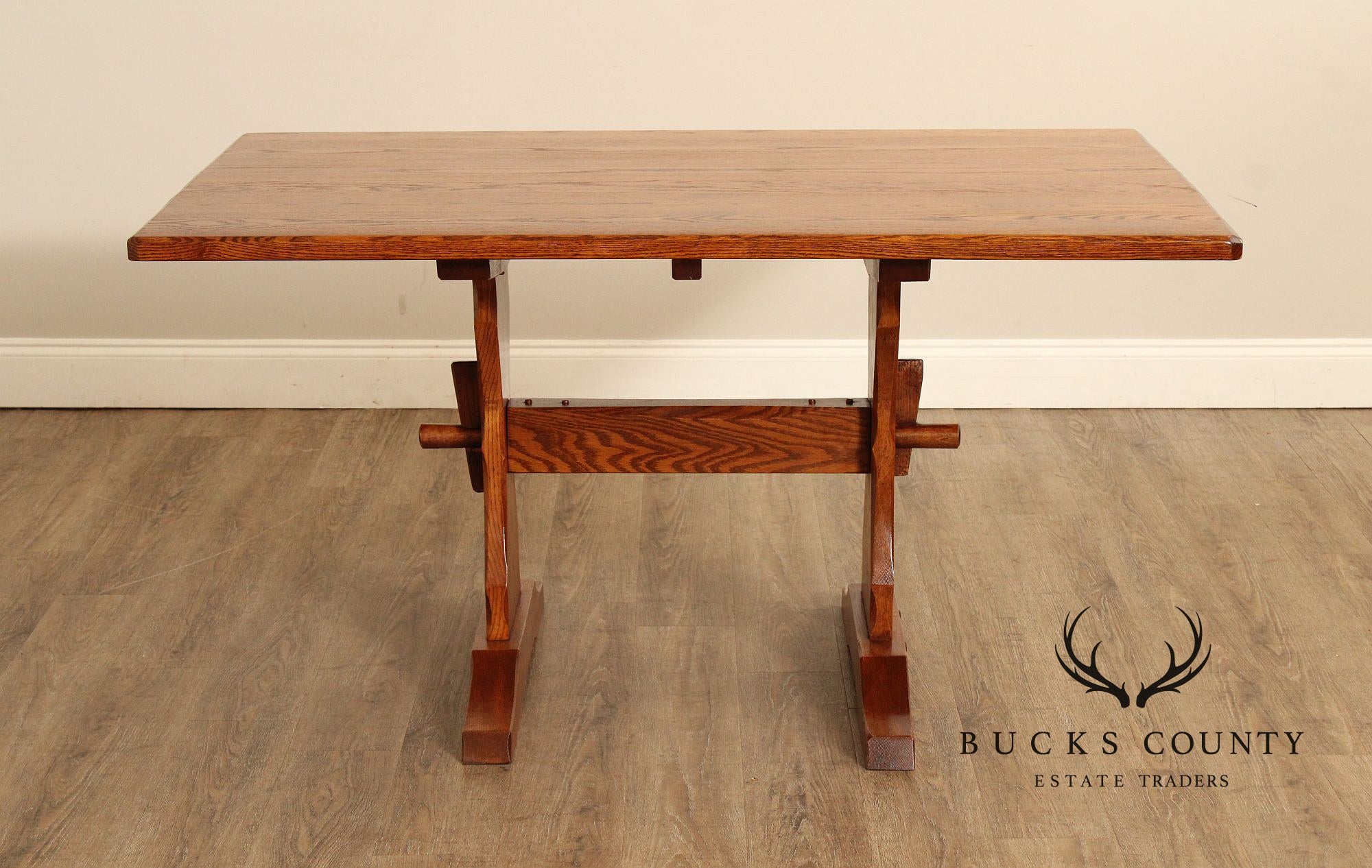 Hunt Country Furniture Solid Oak Trestle Dining Table