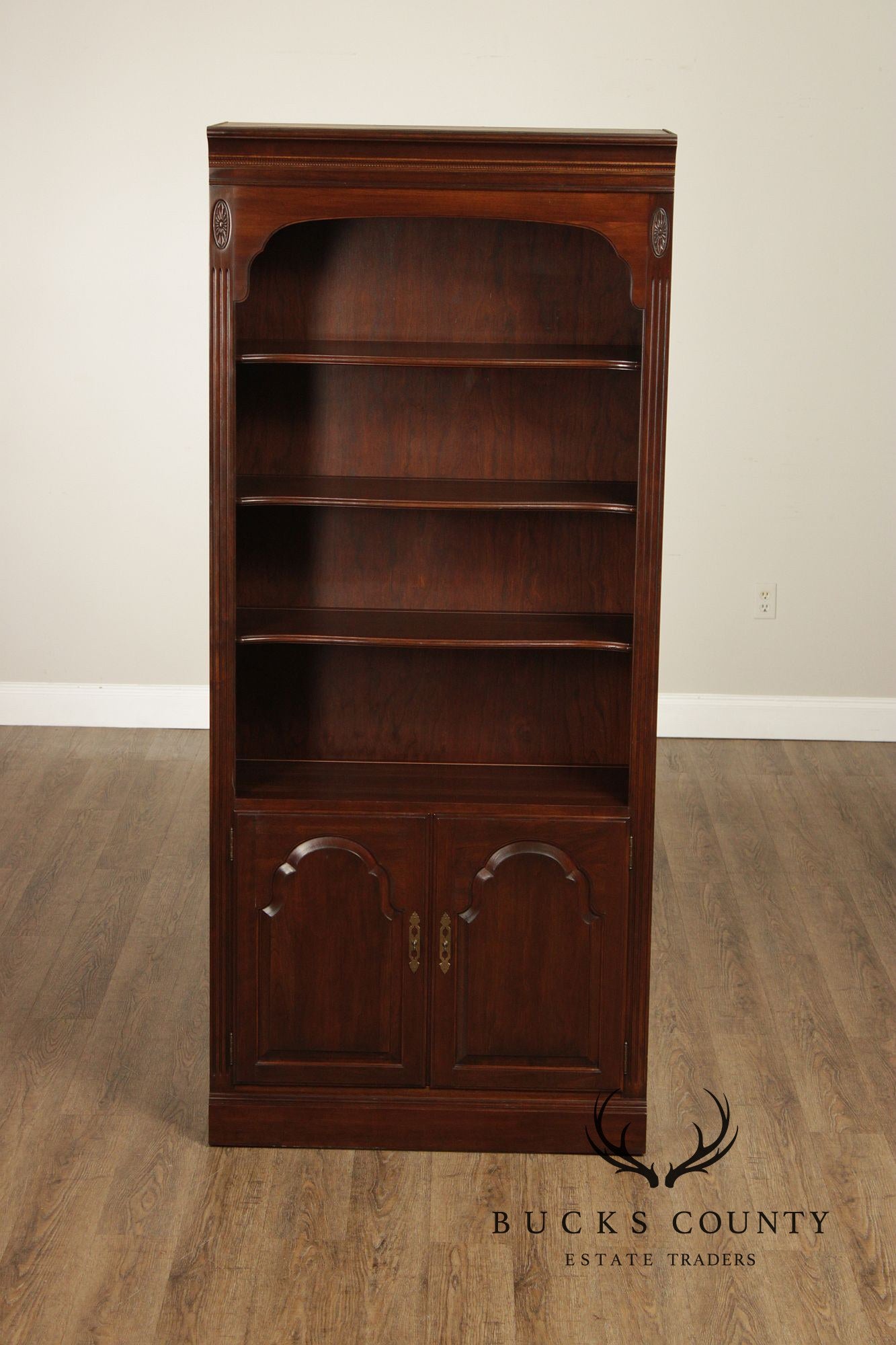 Ethan Allen Georgian Court Pair Of Cherry Tall Bookcases