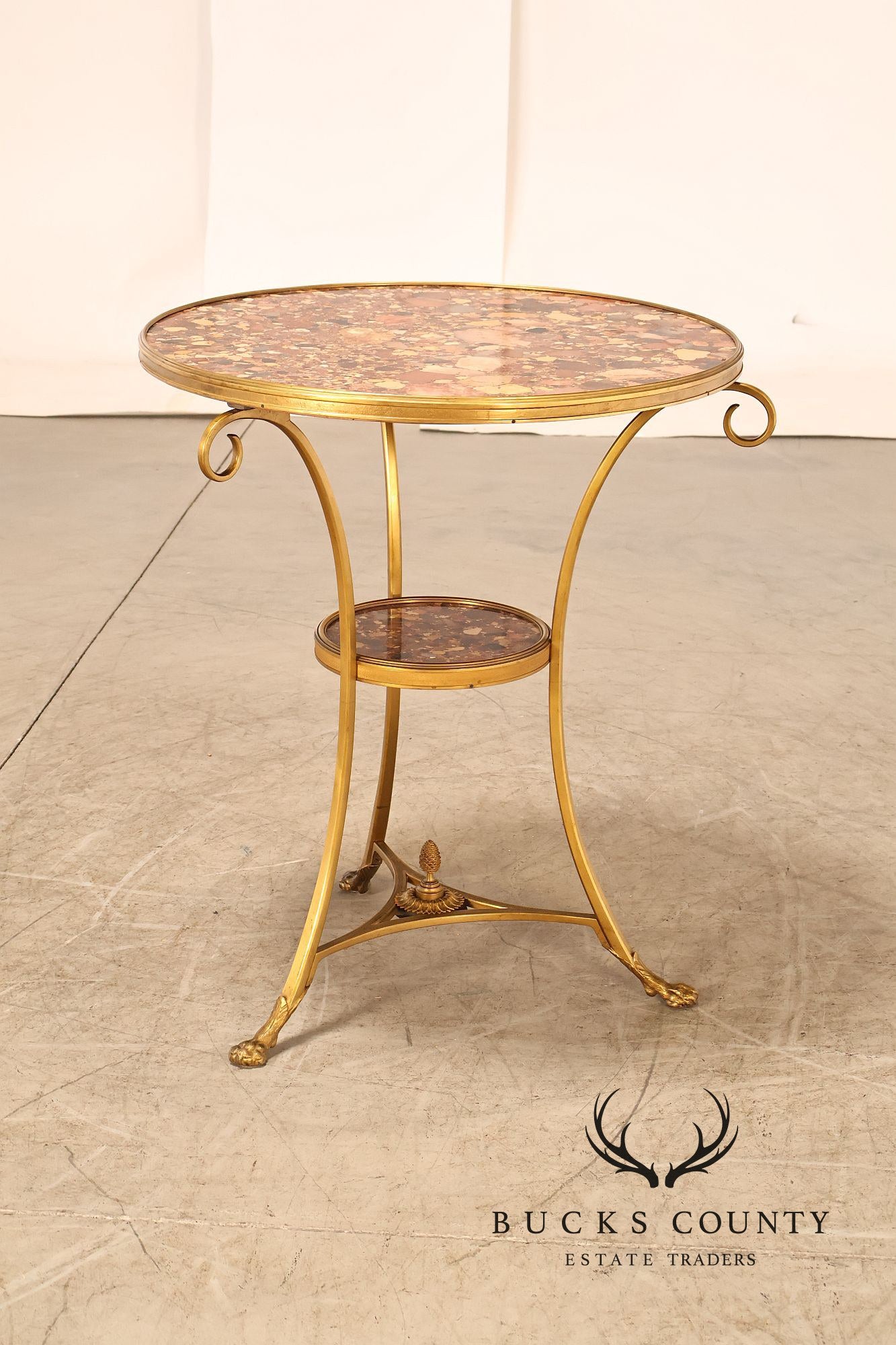 Neoclassical Style Pair of Marble Top Gueridon Side Tables