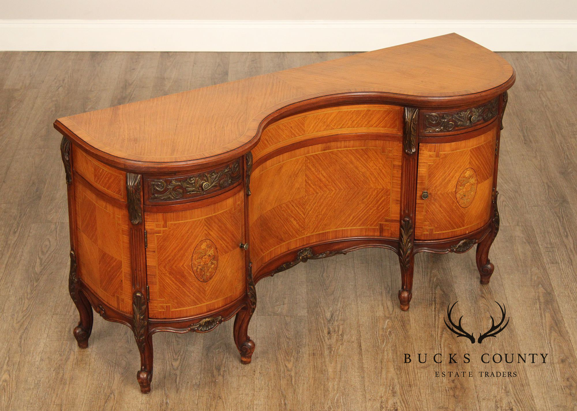 1930's French Louis XV Style Inlaid Satinwood Vanity