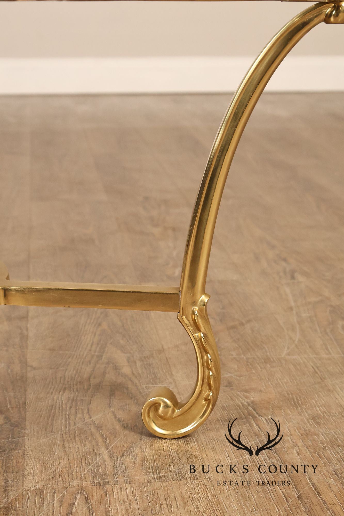 LaBarge Scalloped Brass And Glass Coffee Table
