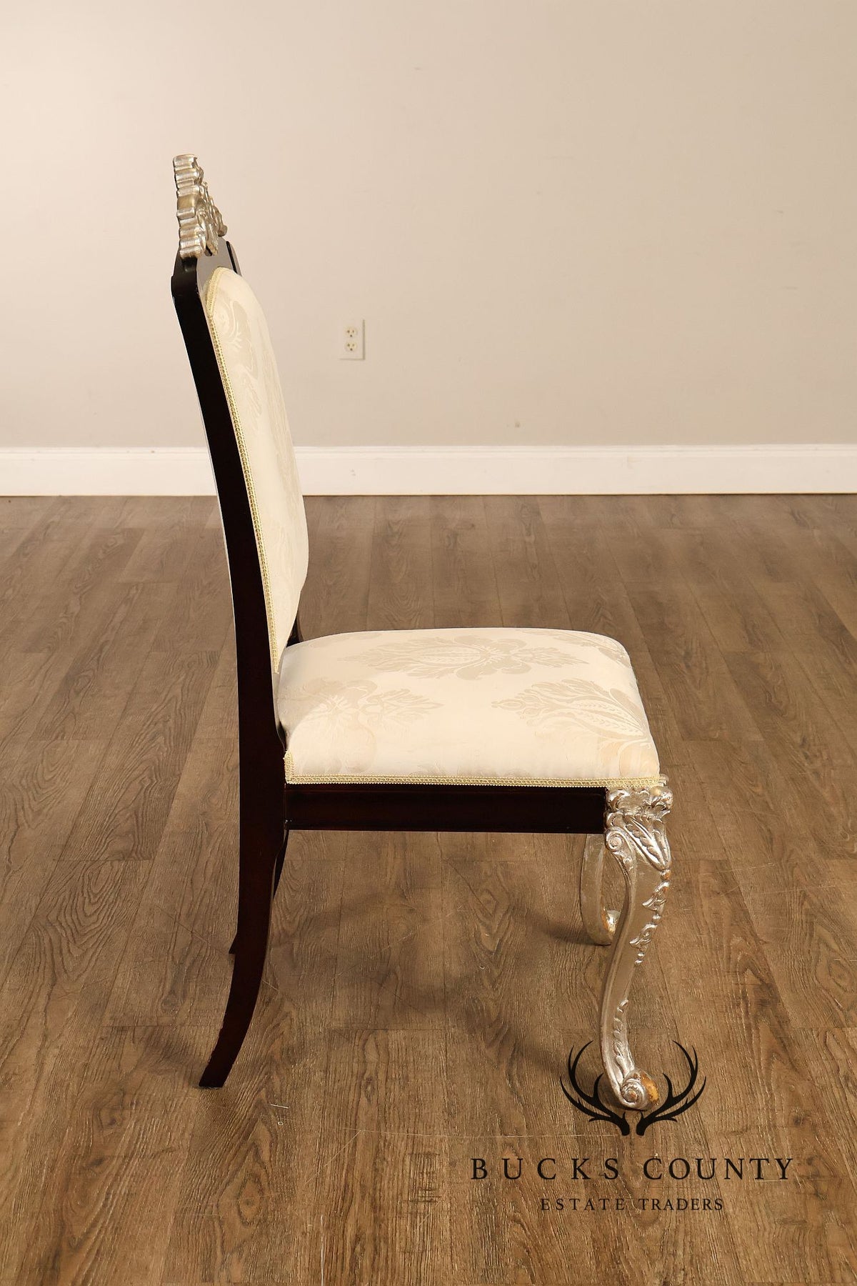 Rococo Style Set of Four Silver Gilt Dining Chairs