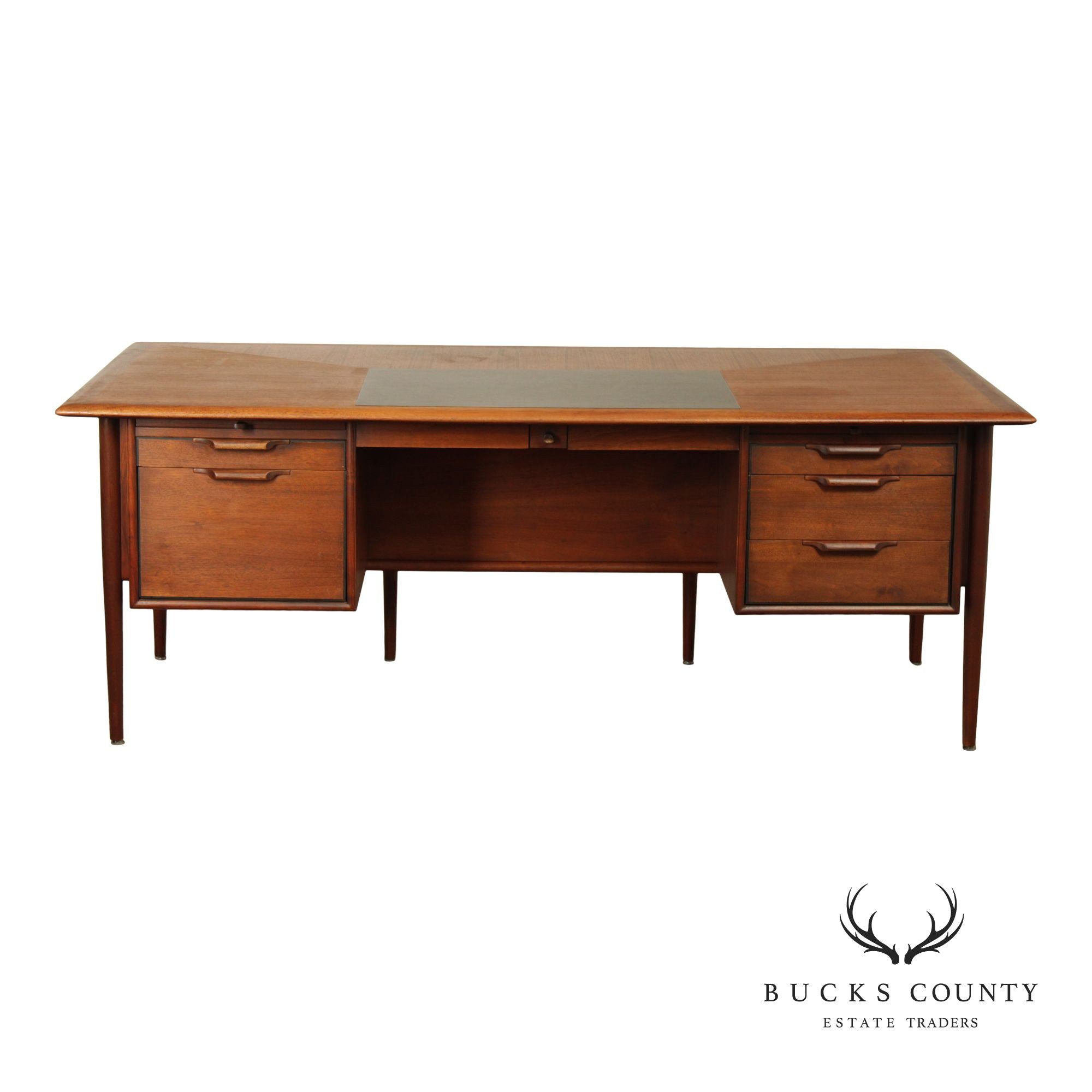 Castilian Mid Century Modern Walnut Executive Writing Desk