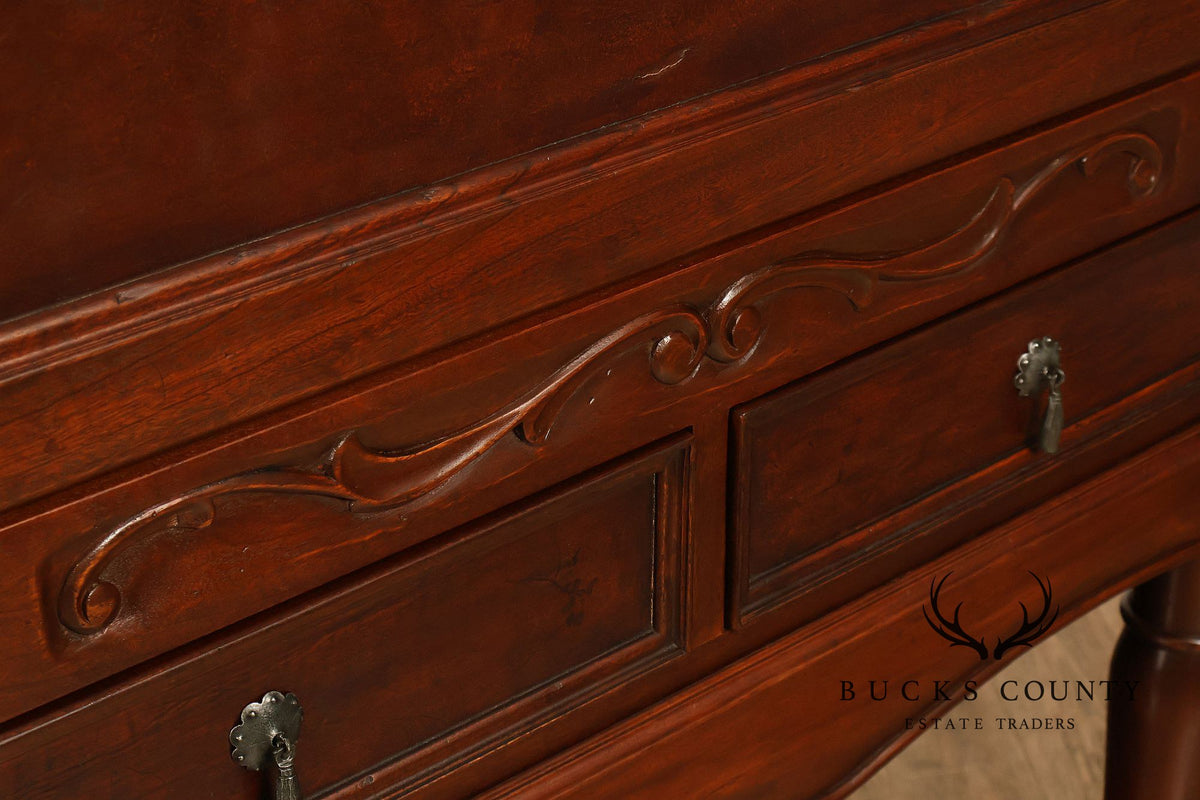 Traditional English Style Drop Front Bar Cabinet With A Stretcher Base