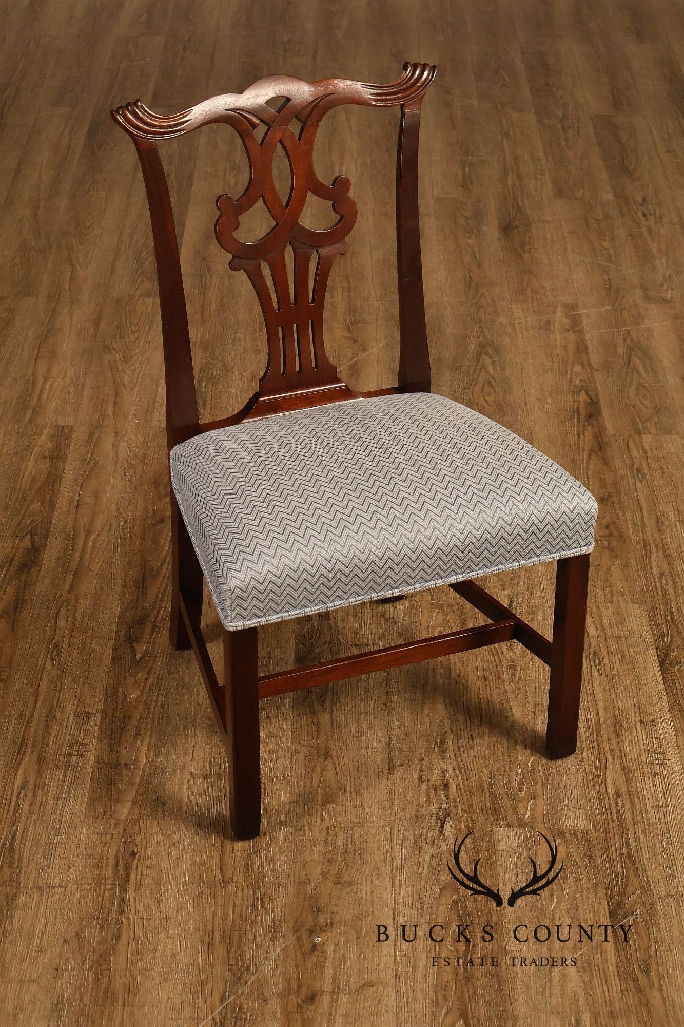 1940's Chippendale Style Set Of Eight Custom Mahogany Dining Chairs