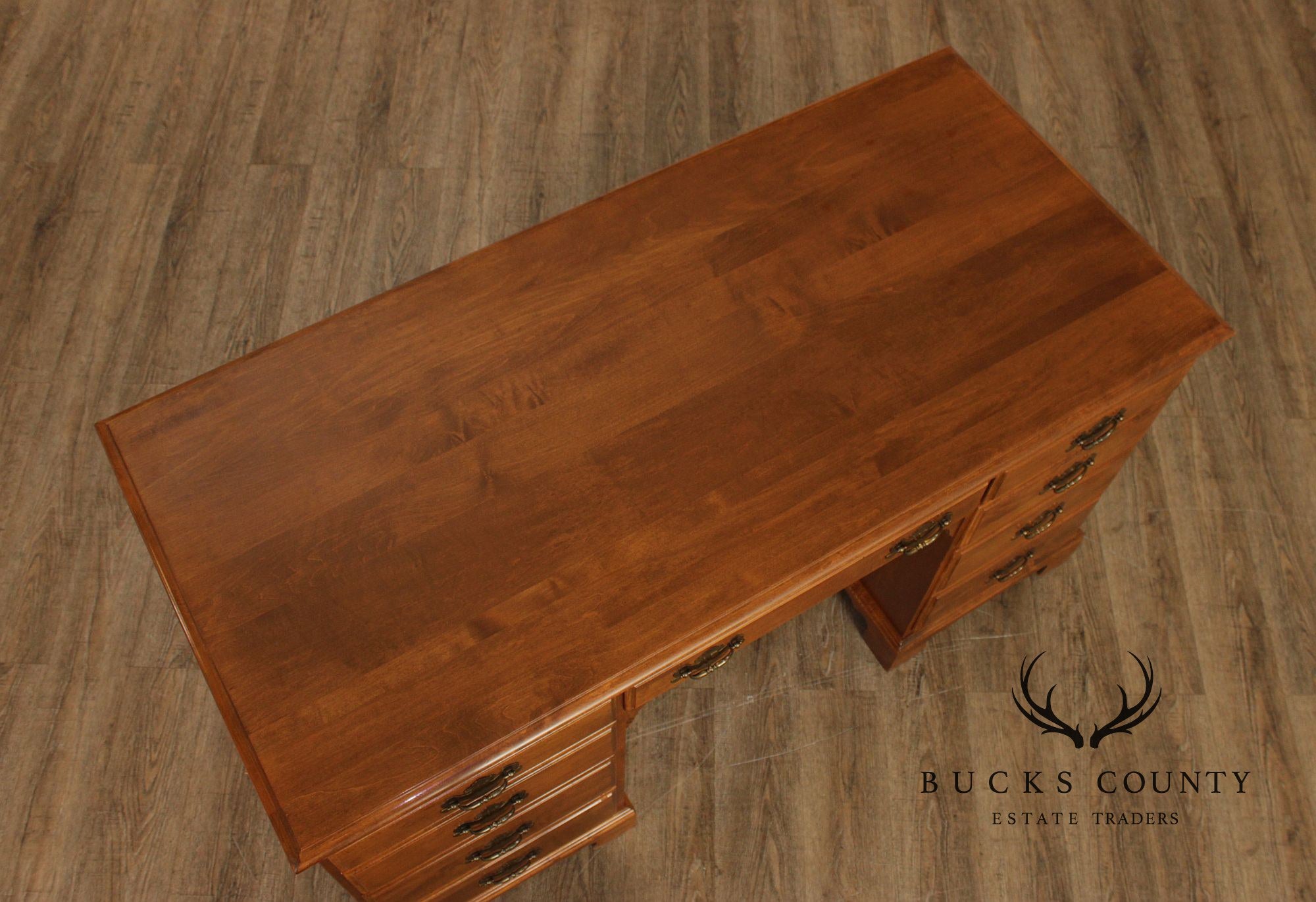 Ethan Allen Chippendale Style Maple Executive Writing Desk