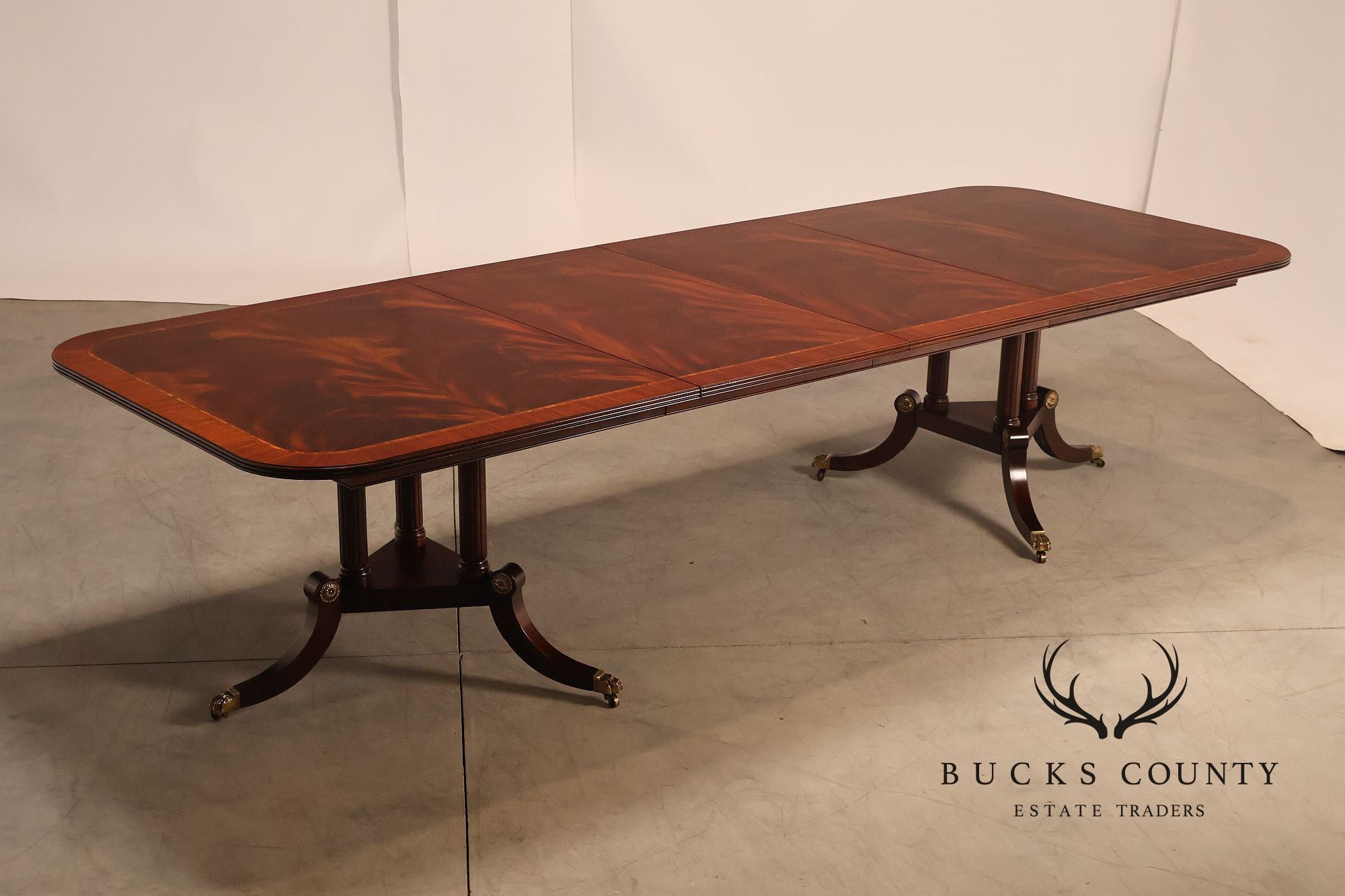 Henkel Harris Regency Style Mahogany Double Pedestal Dining Table