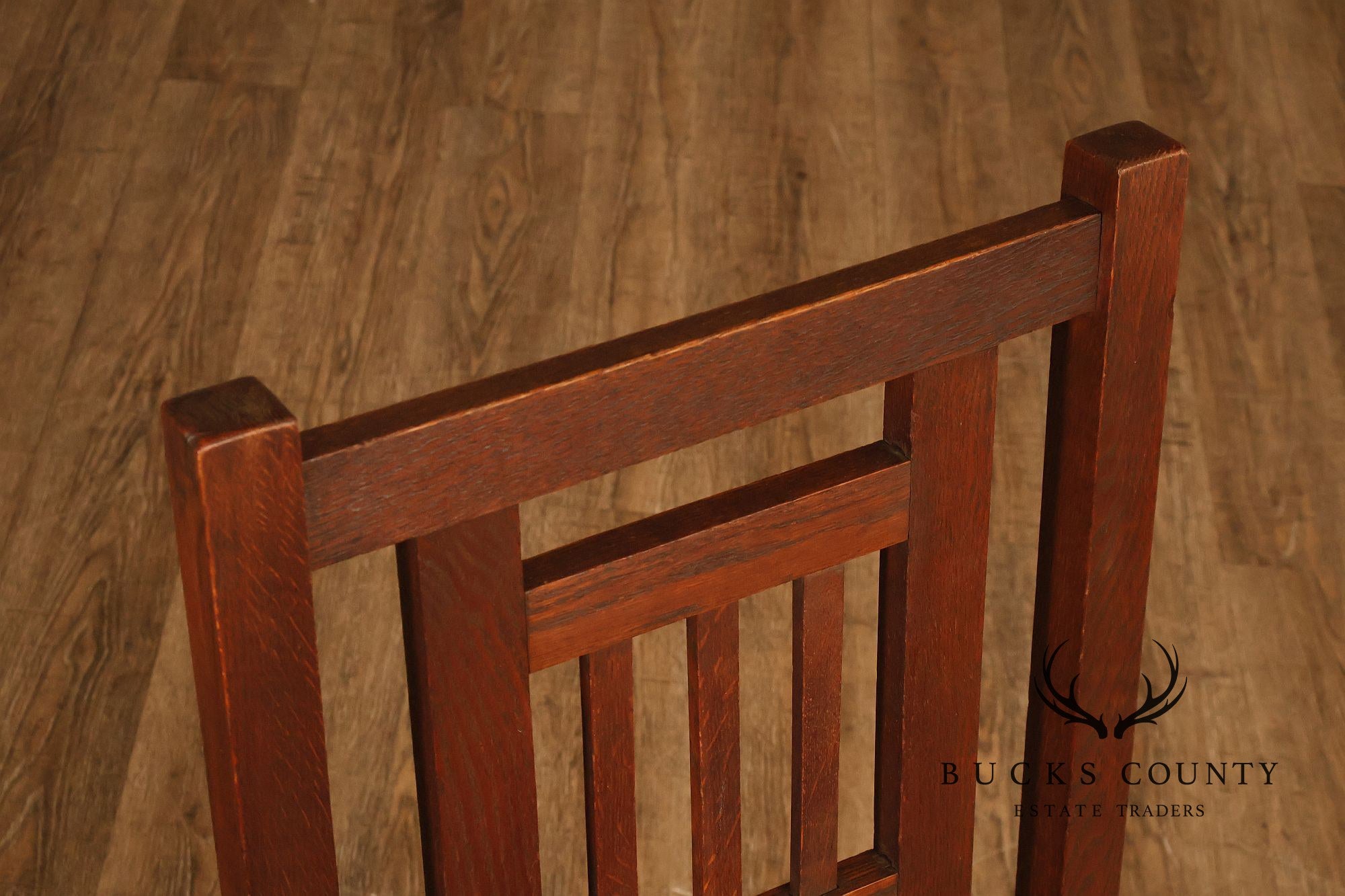 Antique American Arts & Crafts Mission Set Of 3 Oak Side Chairs