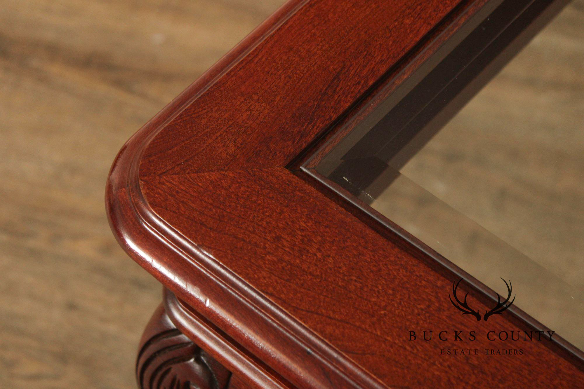 Georgian Style Glass Top Cherry Side Table