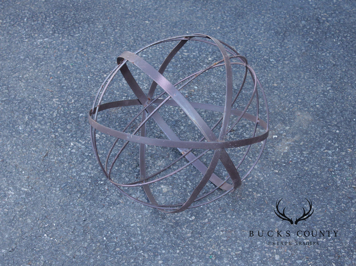 Pair of Steel Outdoor Garden Armillary Spheres